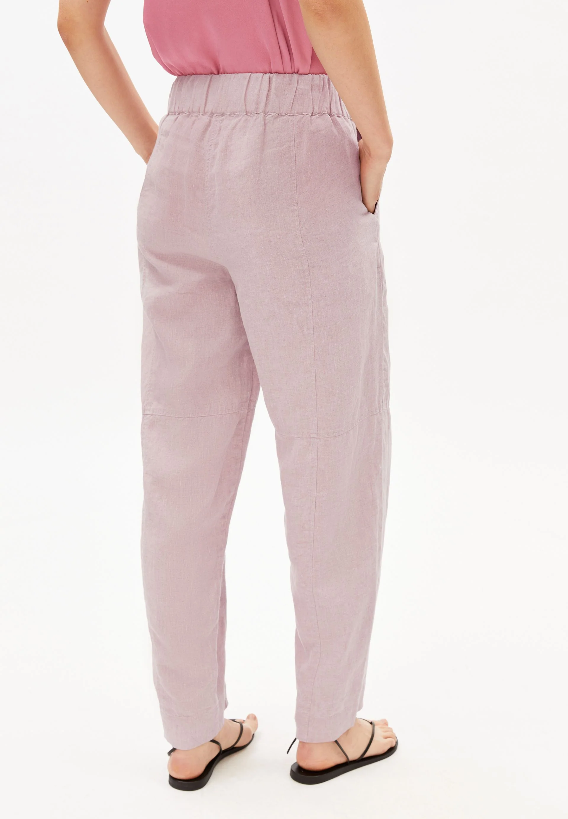 LEINEN PULL-ON BARREL HOSE | pink mist - Image 2