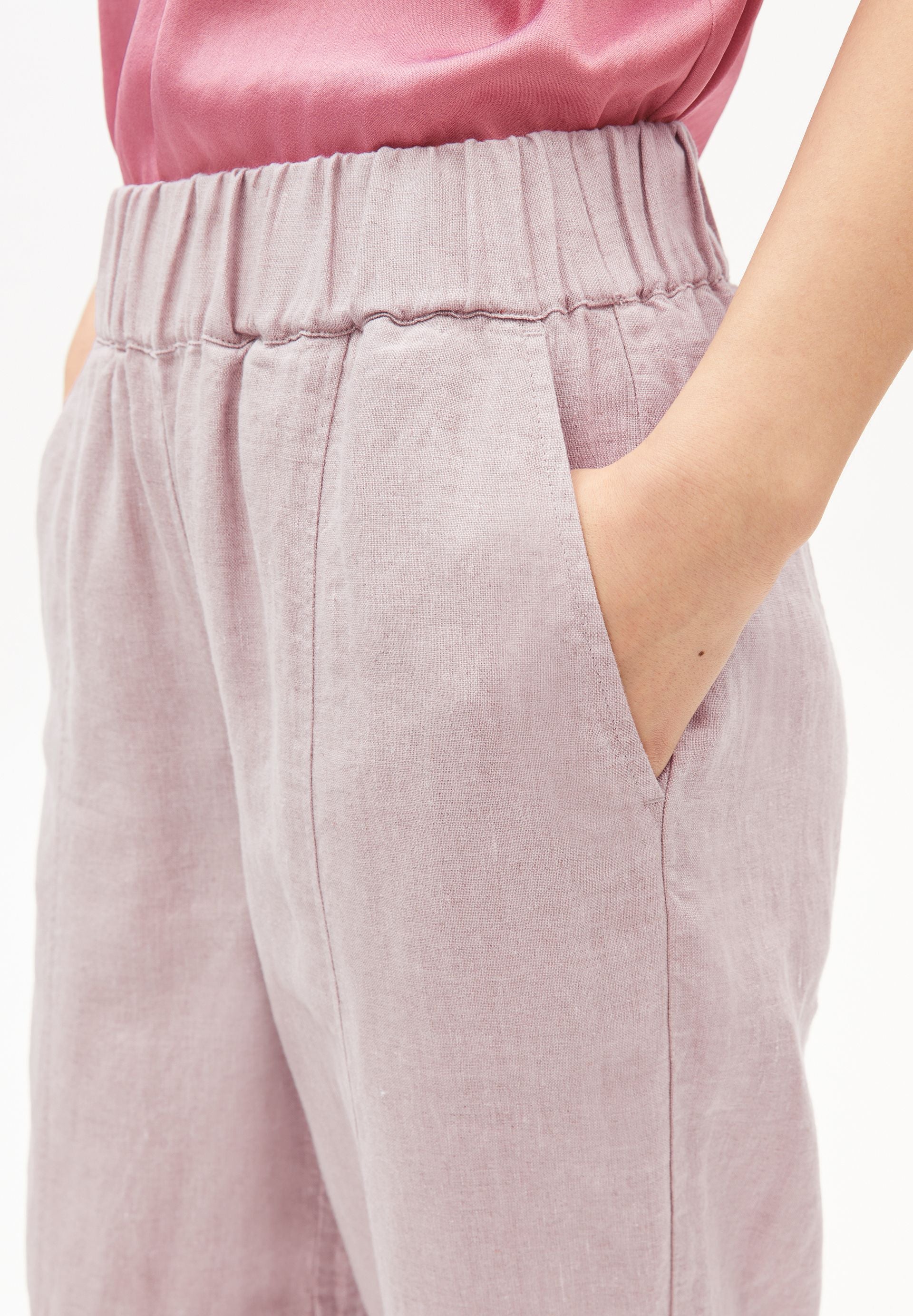 LEINEN PULL-ON BARREL HOSE | pink mist - Image 3
