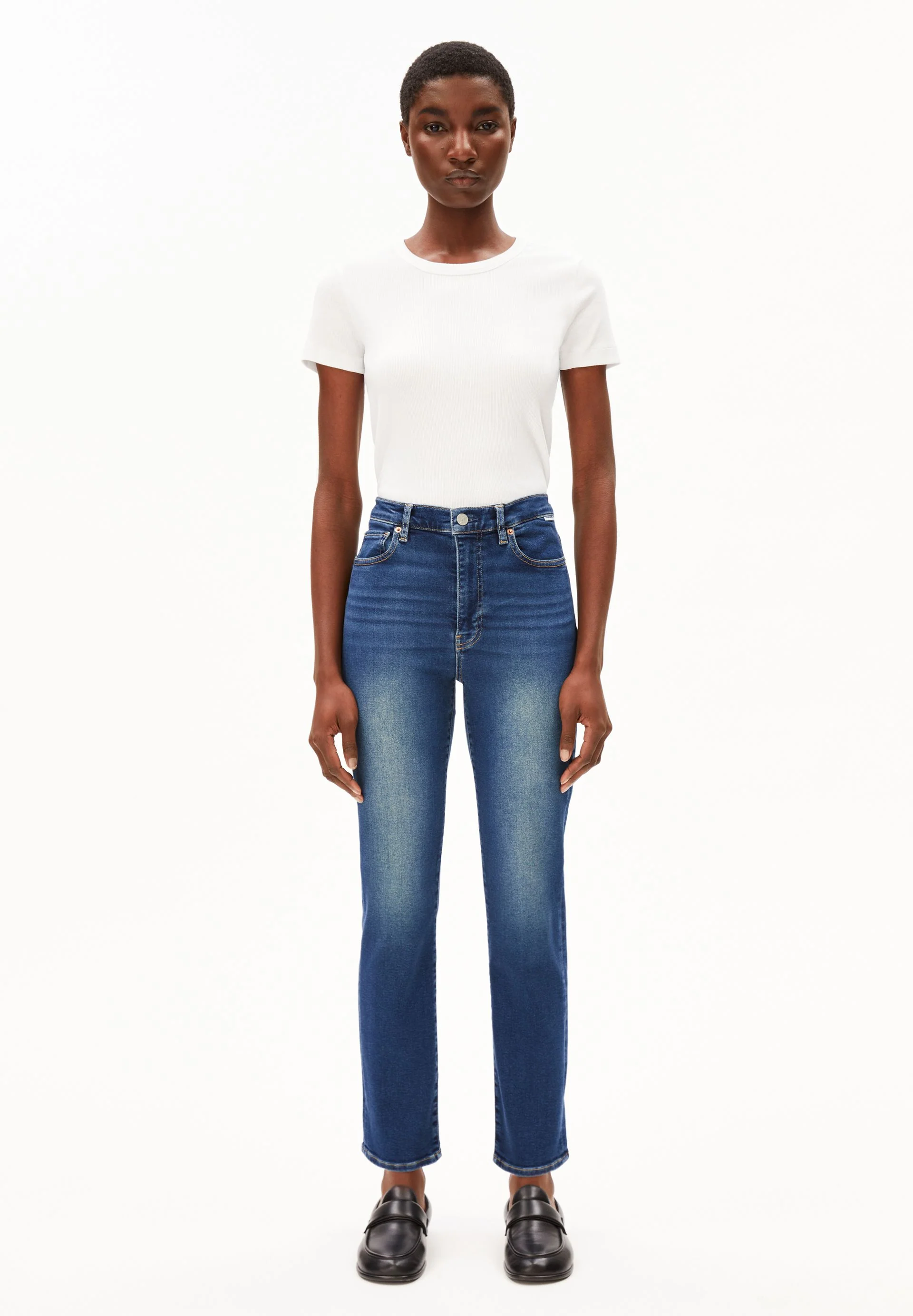 LEJAANI HIGH WAIST SLIM JEANS | dk indigo - Image 5
