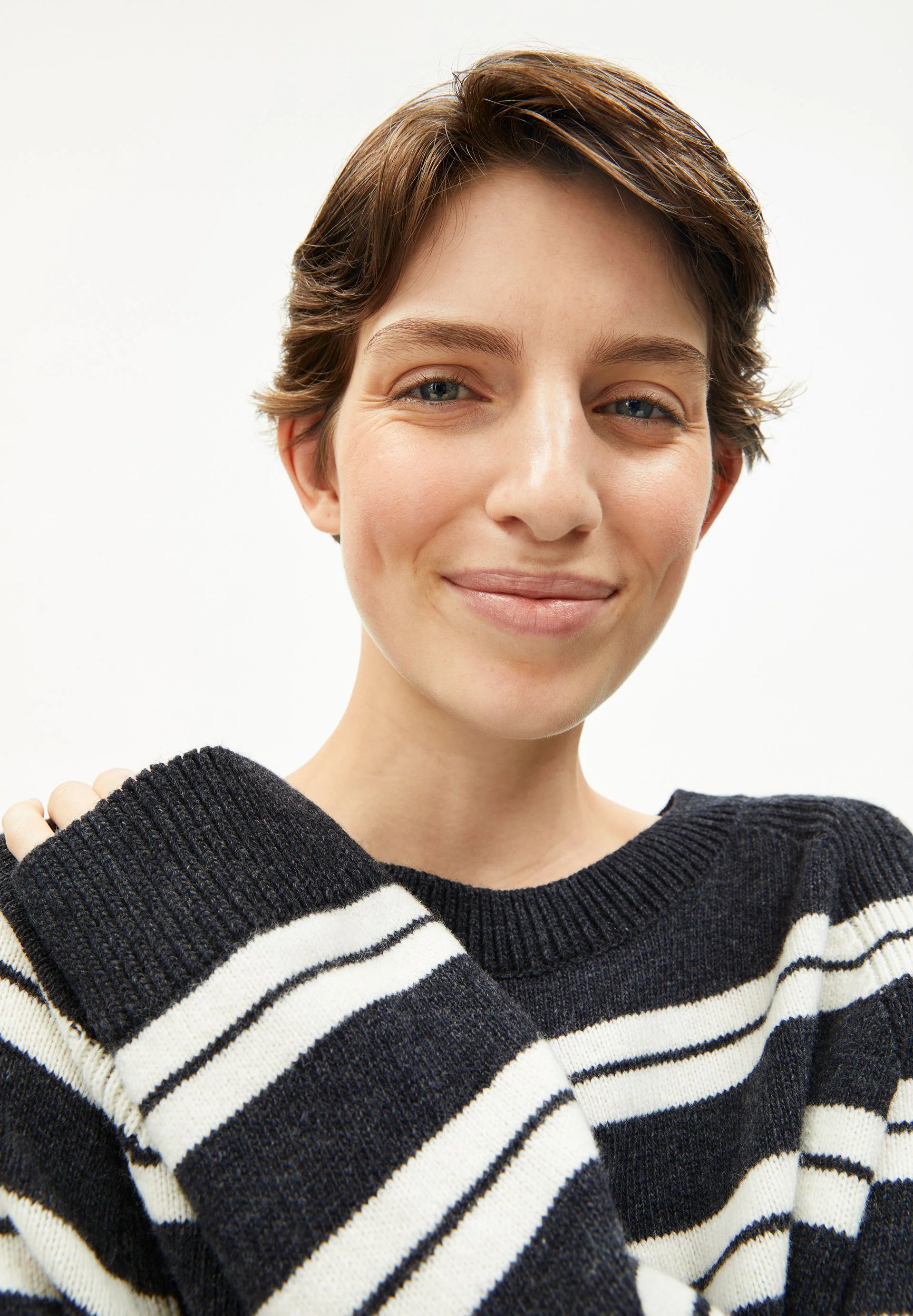 LILIRIAA FINE STRIPES STRICKPULLOVER | steel melange-oatmilk - Image 3