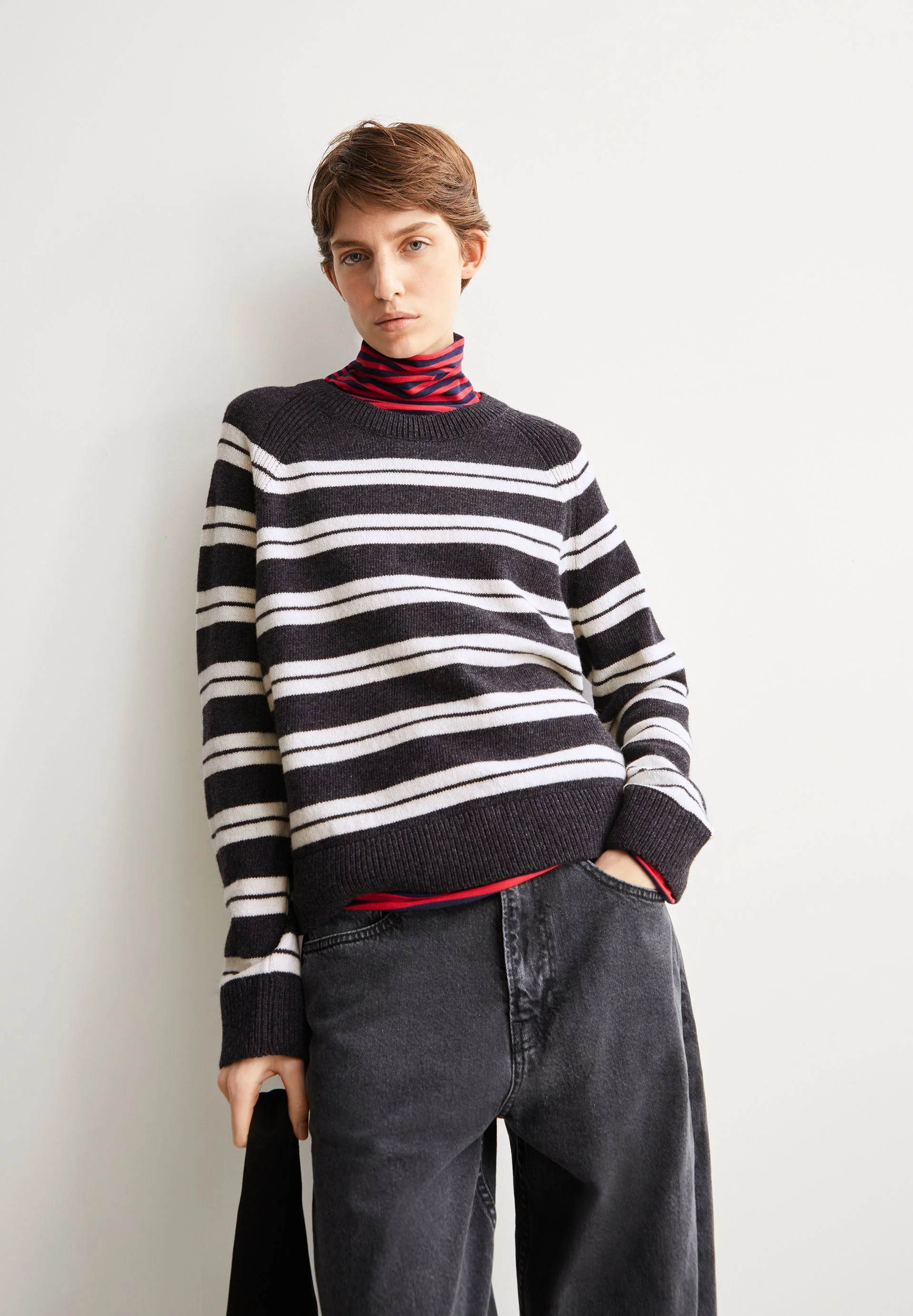 LILIRIAA FINE STRIPES STRICKPULLOVER | steel melange-oatmilk - Image 4