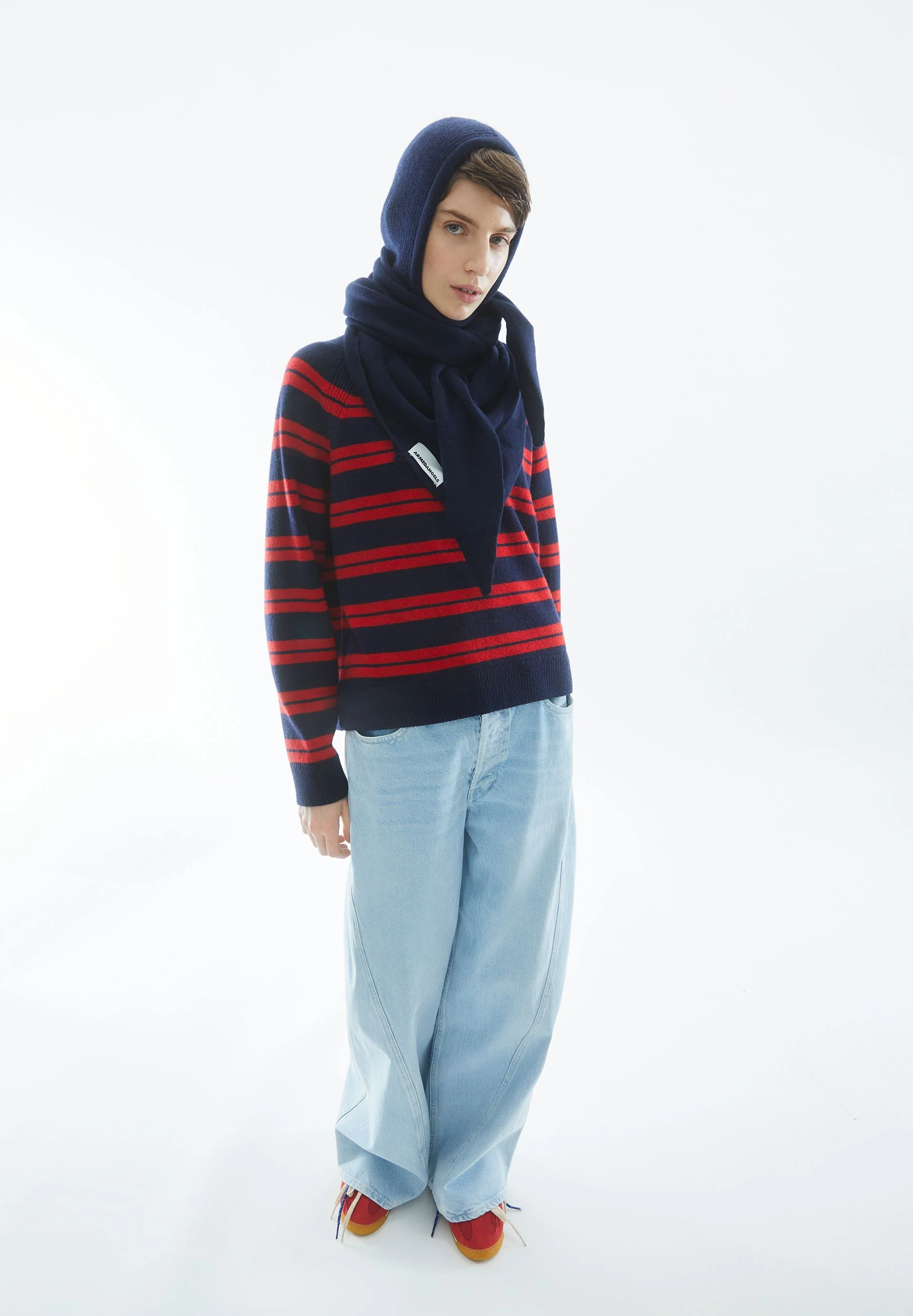 LILIRIAA FINE STRIPES STRICKPULLOVER | tinted navy-candy apple - Image 4