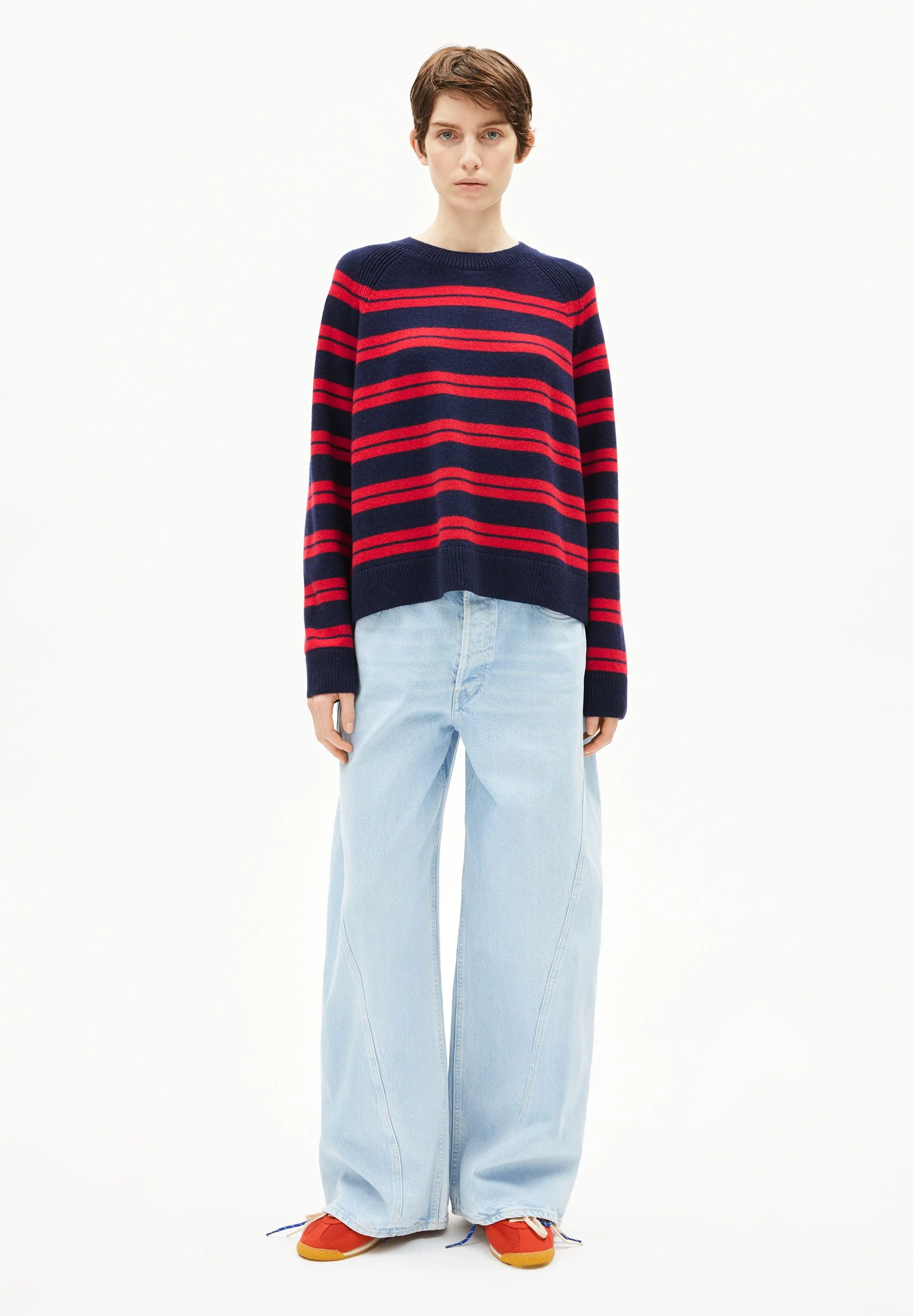 LILIRIAA FINE STRIPES STRICKPULLOVER | tinted navy-candy apple - Image 5