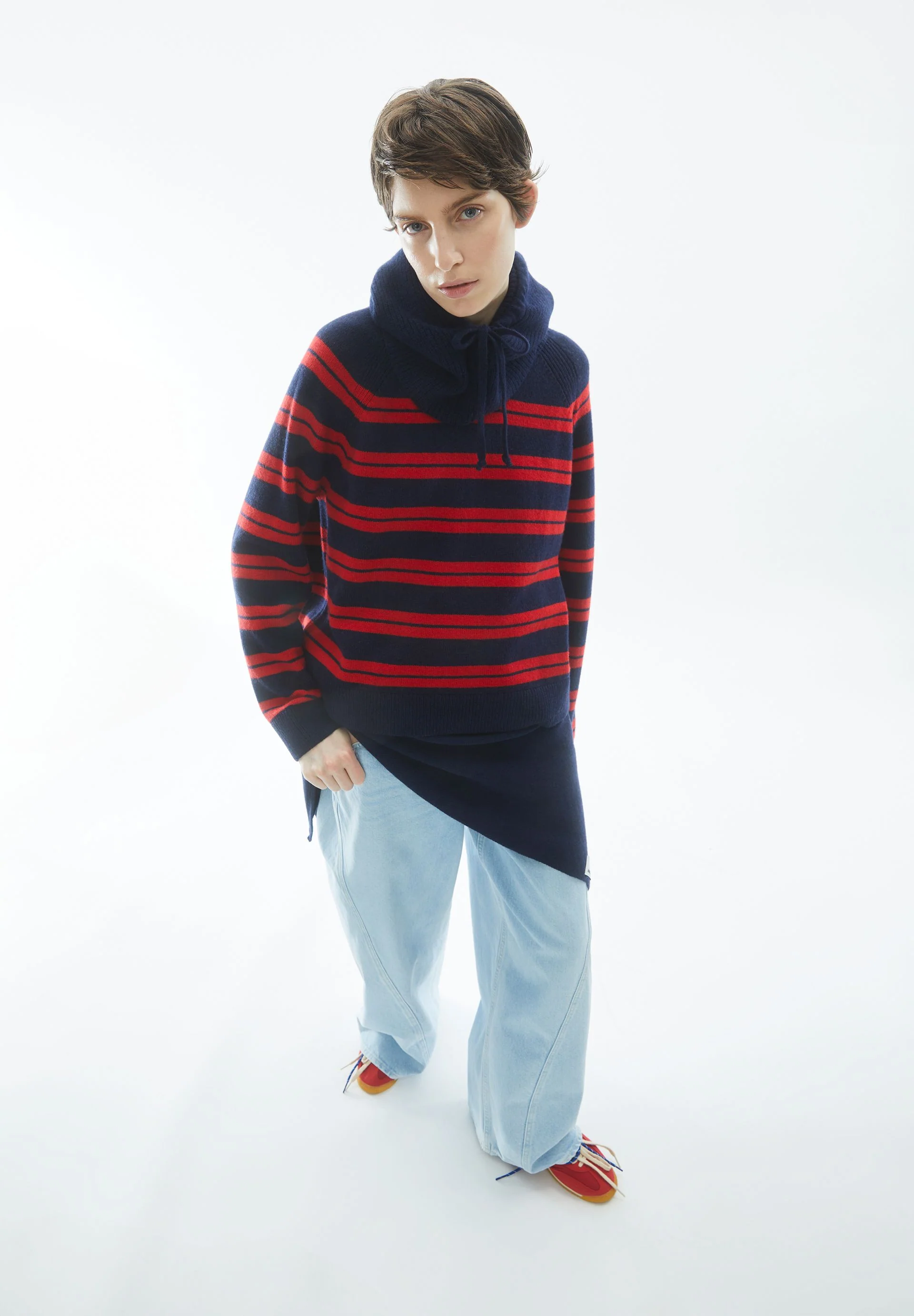 LILIRIAA FINE STRIPES STRICKPULLOVER | tinted navy-candy apple - Image 6