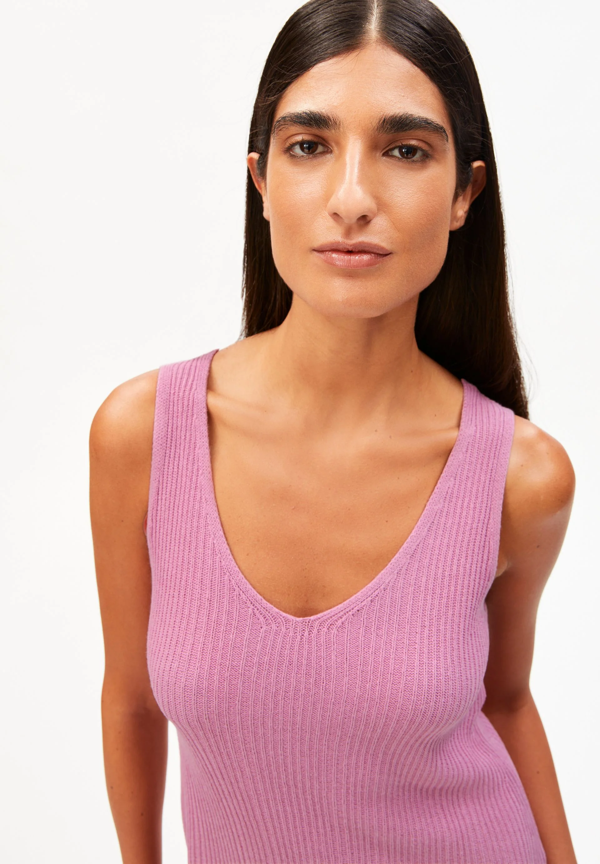 LEINEN-MIX STRICKKLEID | washed berry - Image 3