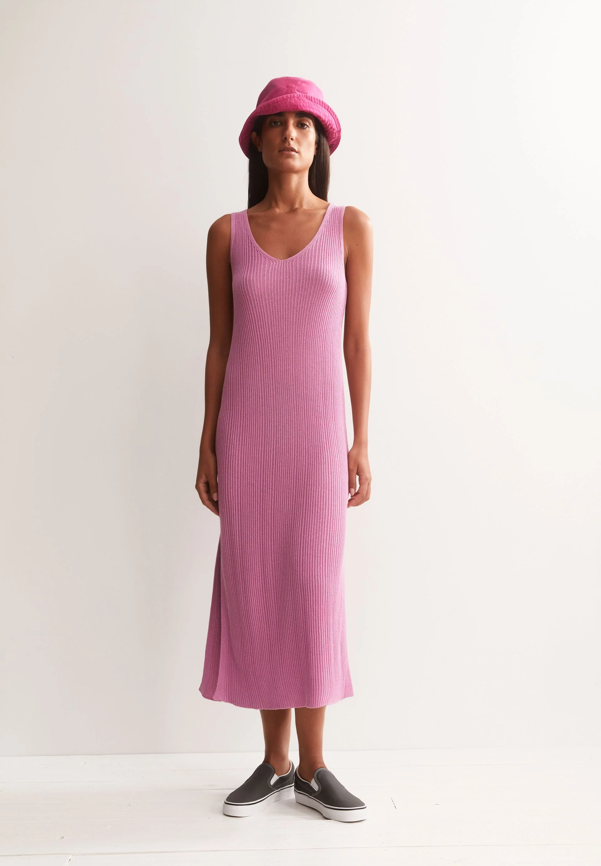 LEINEN-MIX STRICKKLEID | washed berry - Image 4