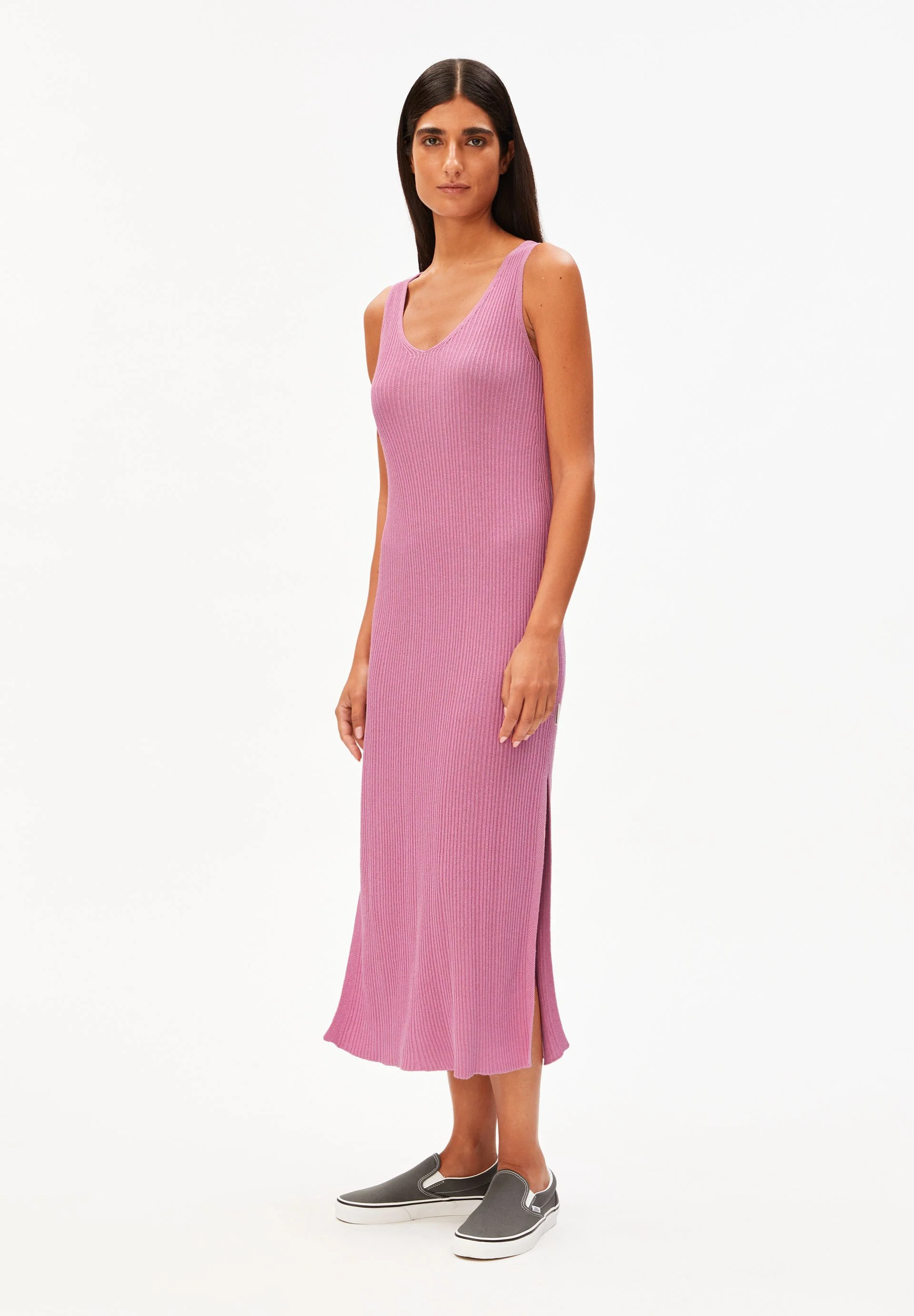 LEINEN-MIX STRICKKLEID | washed berry - Image 5