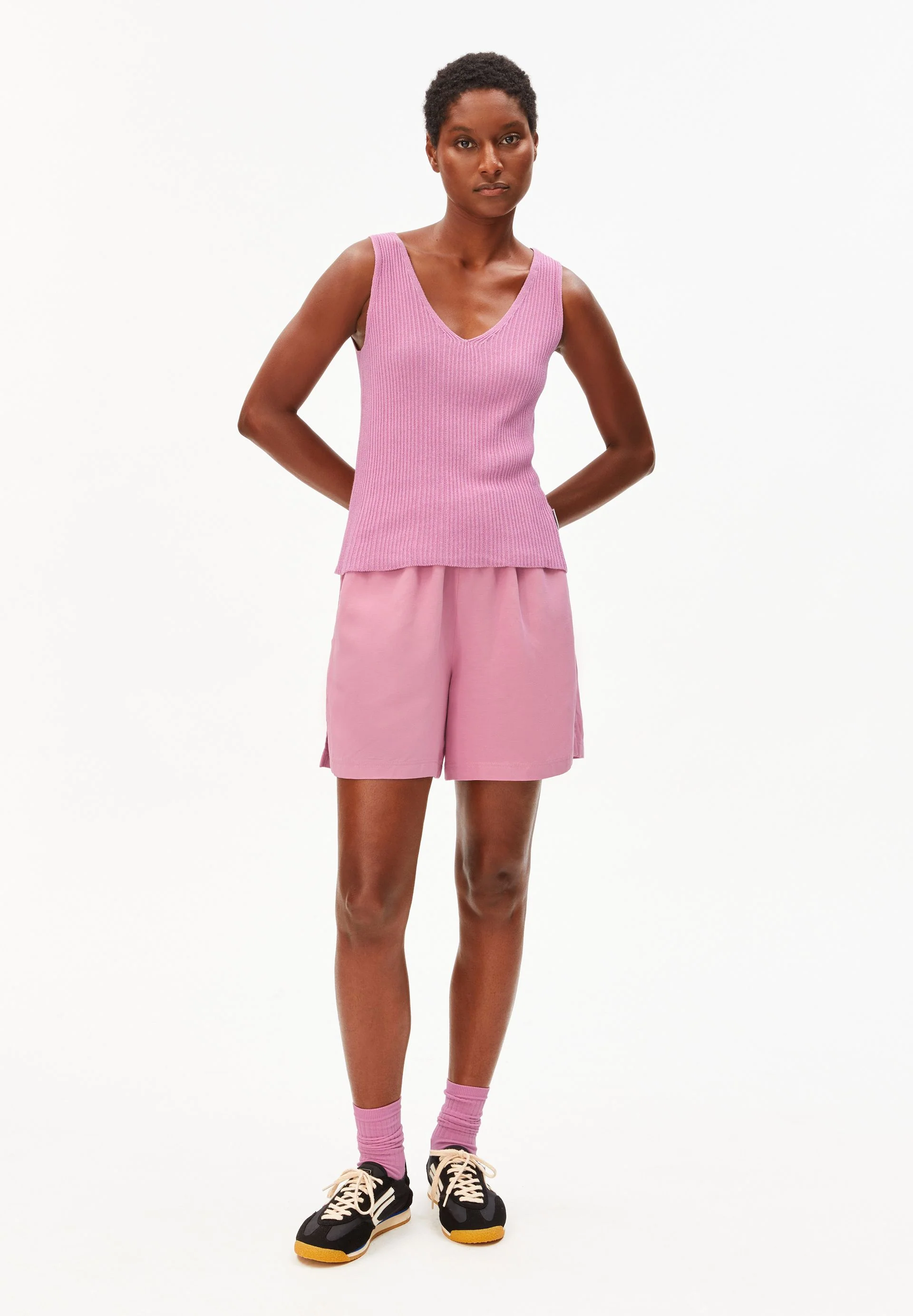 LEINEN-MIX STRICKTOP | washed berry - Image 5