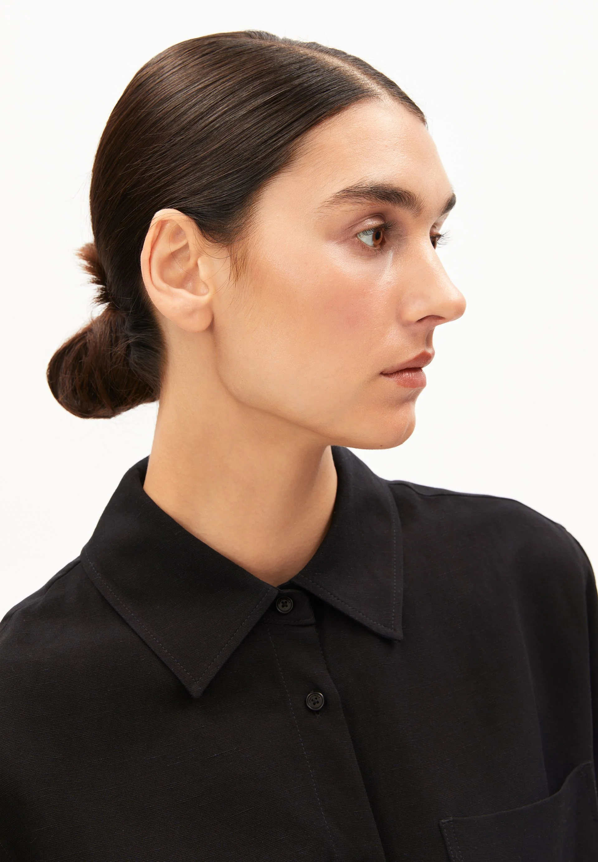 LEINEN-MIX BLUSE | black - Image 3