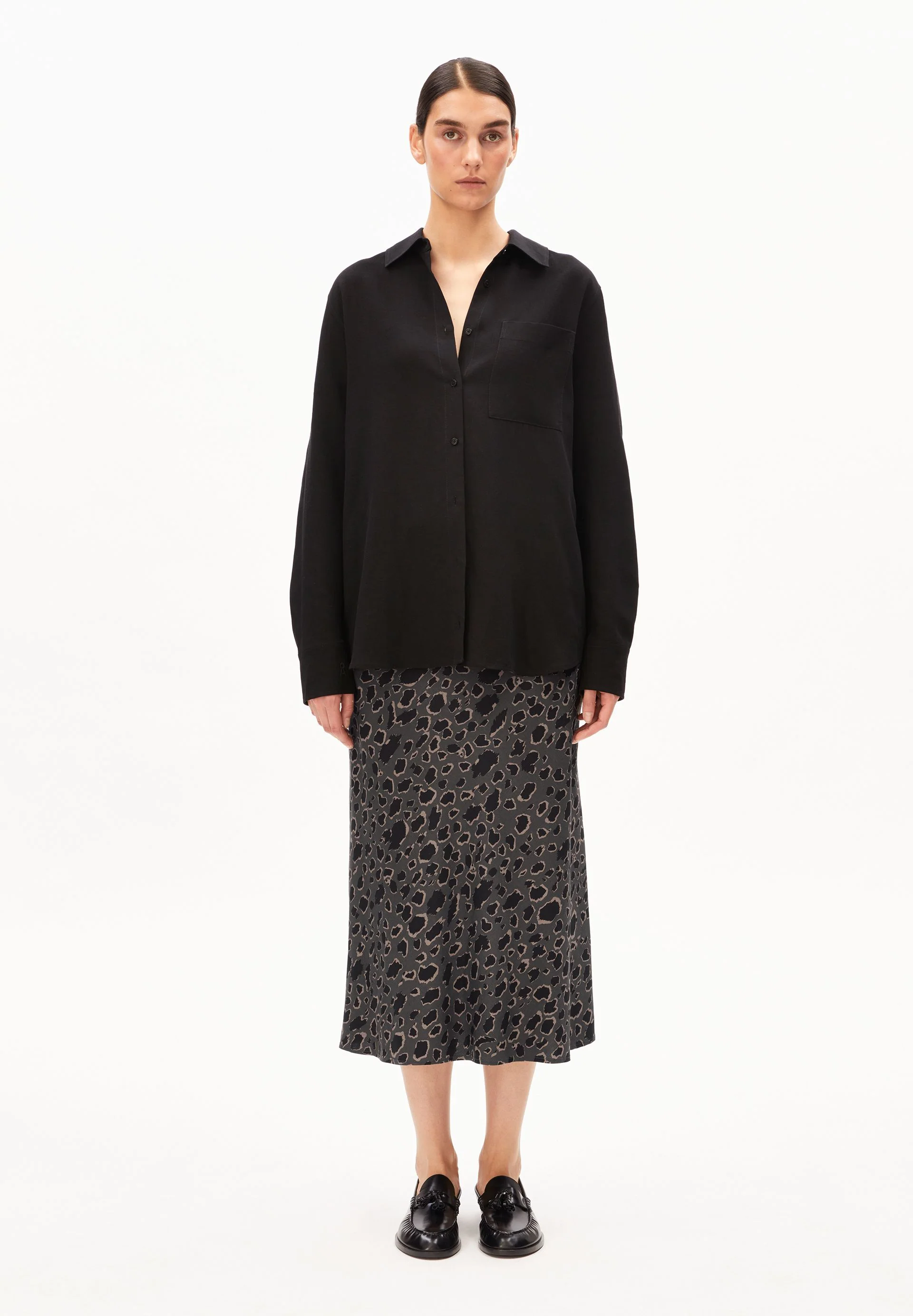 LEINEN-MIX BLUSE | black - Image 5