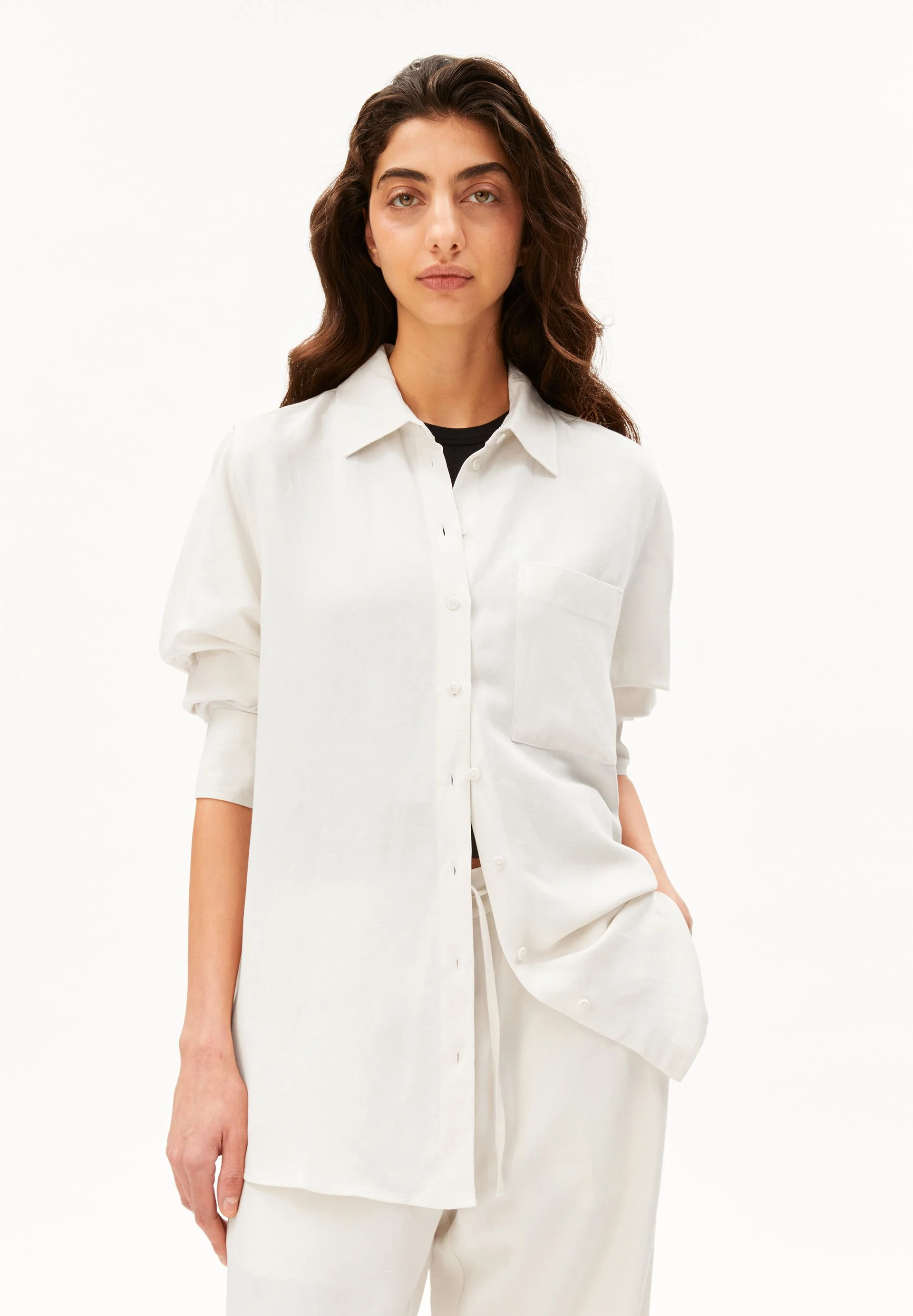 LINEN BLEND SHIRT BLOUSE - Image 2