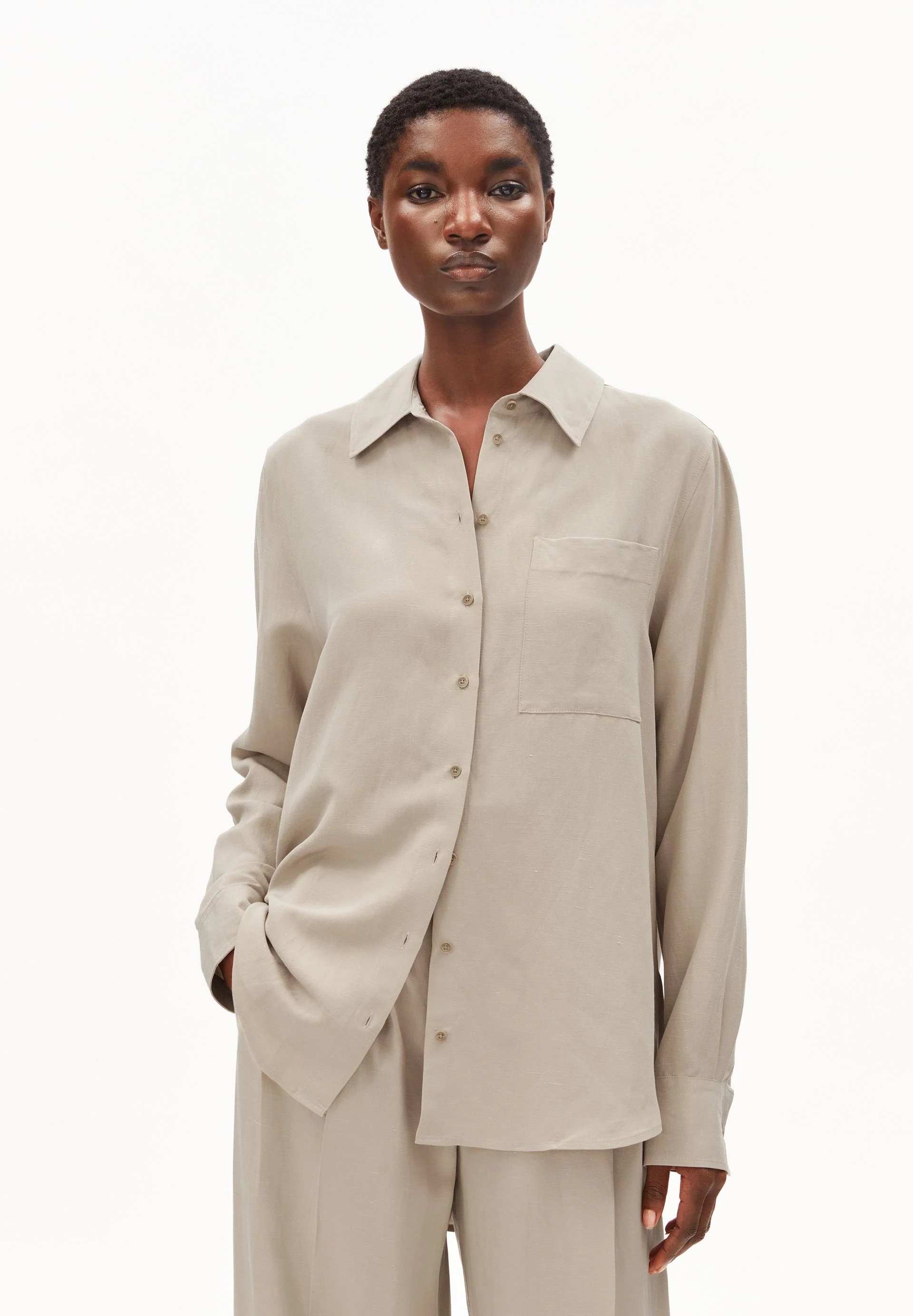 LINEN BLEND SHIRT BLOUSE - Image 3