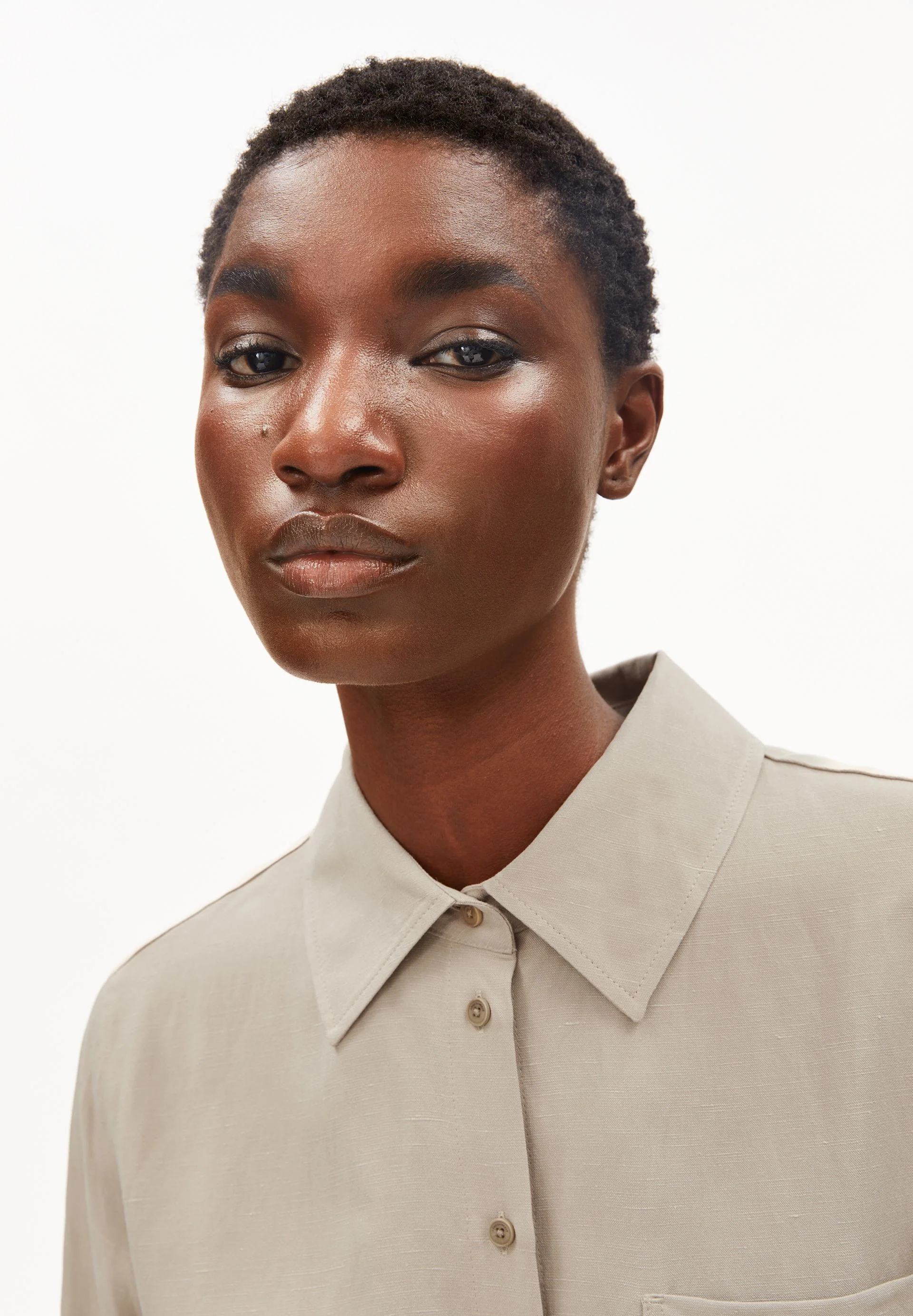 LEINEN-MIX BLUSE | sandstone - Image 3