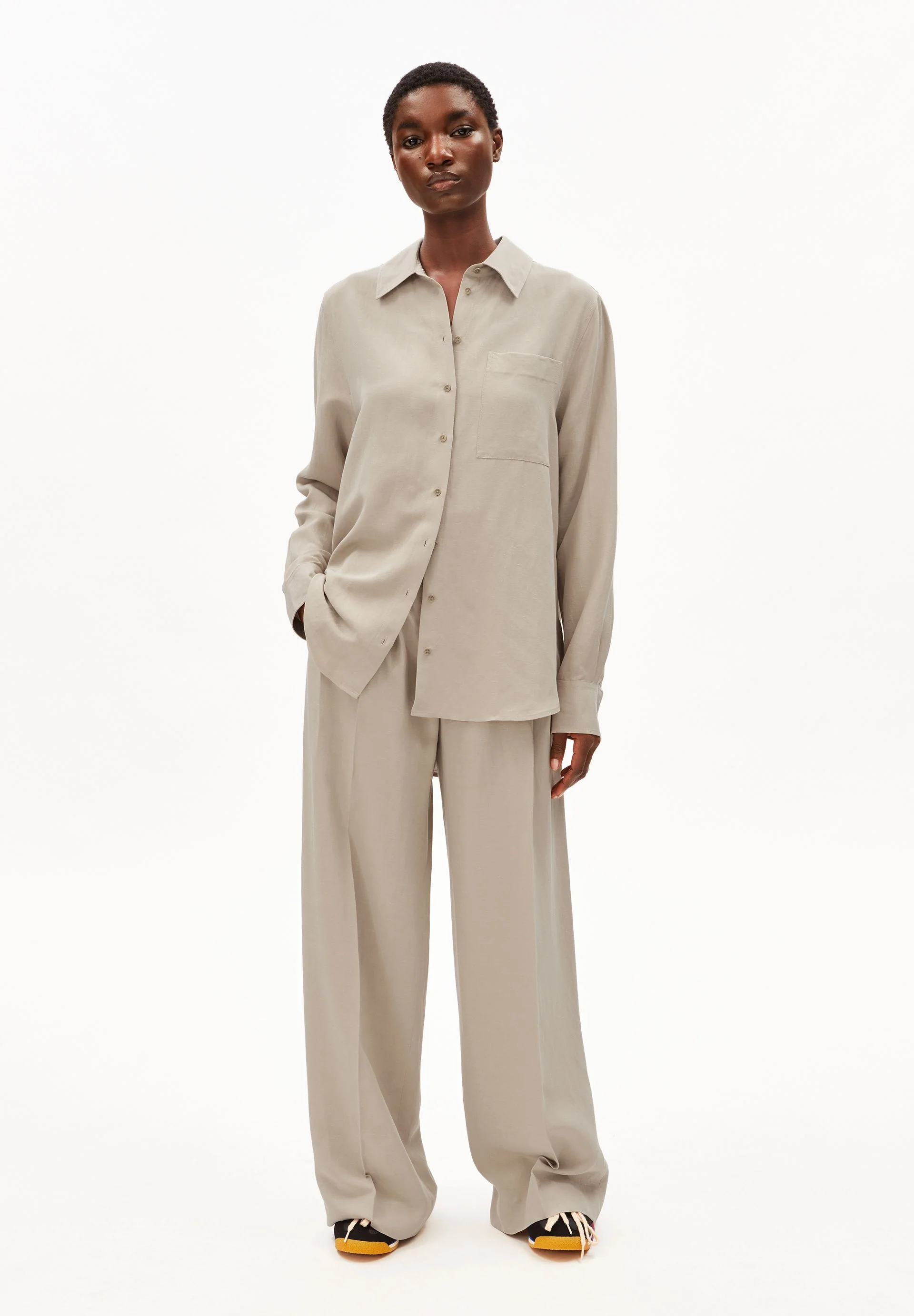 LEINEN-MIX BLUSE | sandstone - Image 5