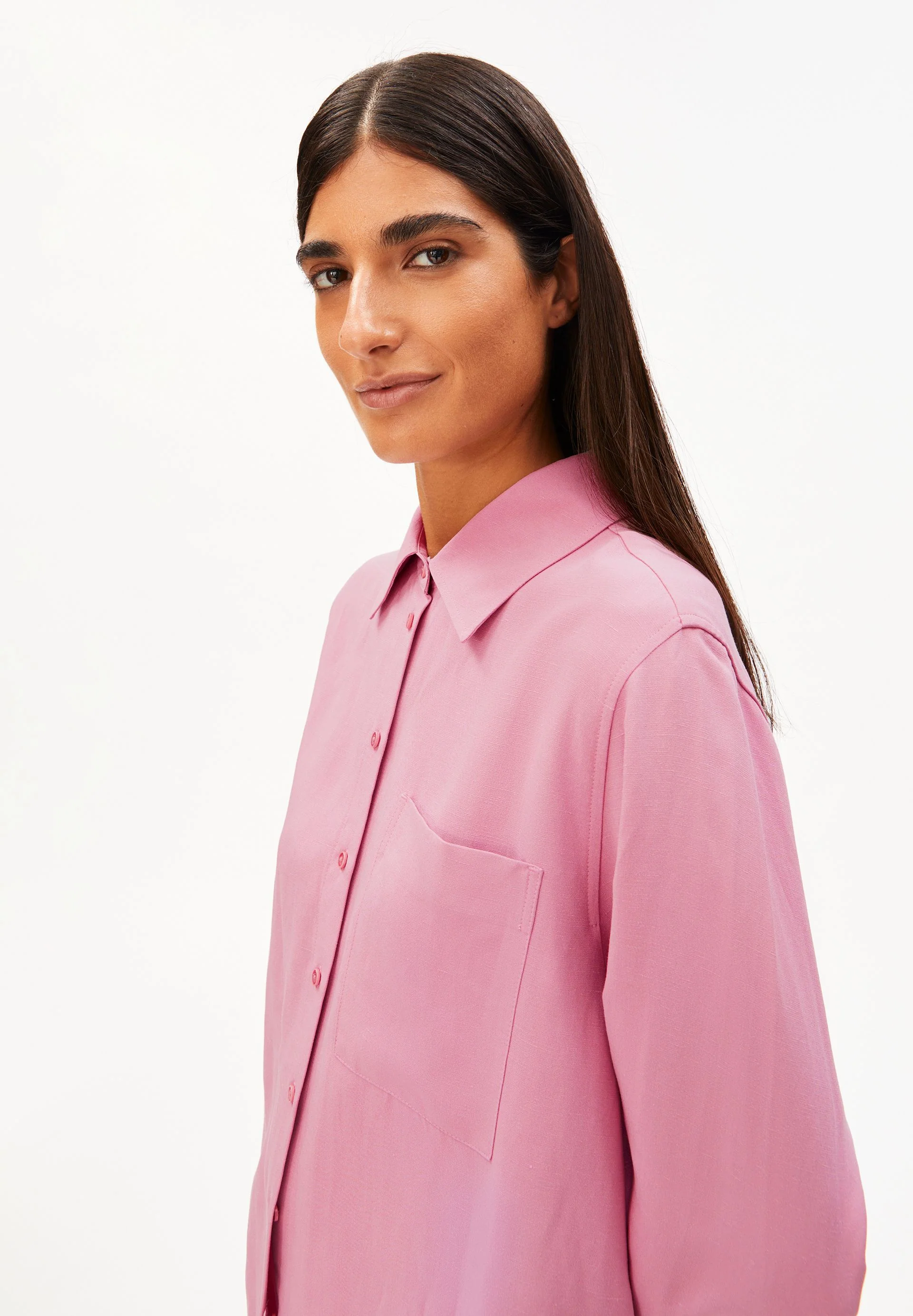 LEINEN-MIX BLUSE | washed berry - Image 3