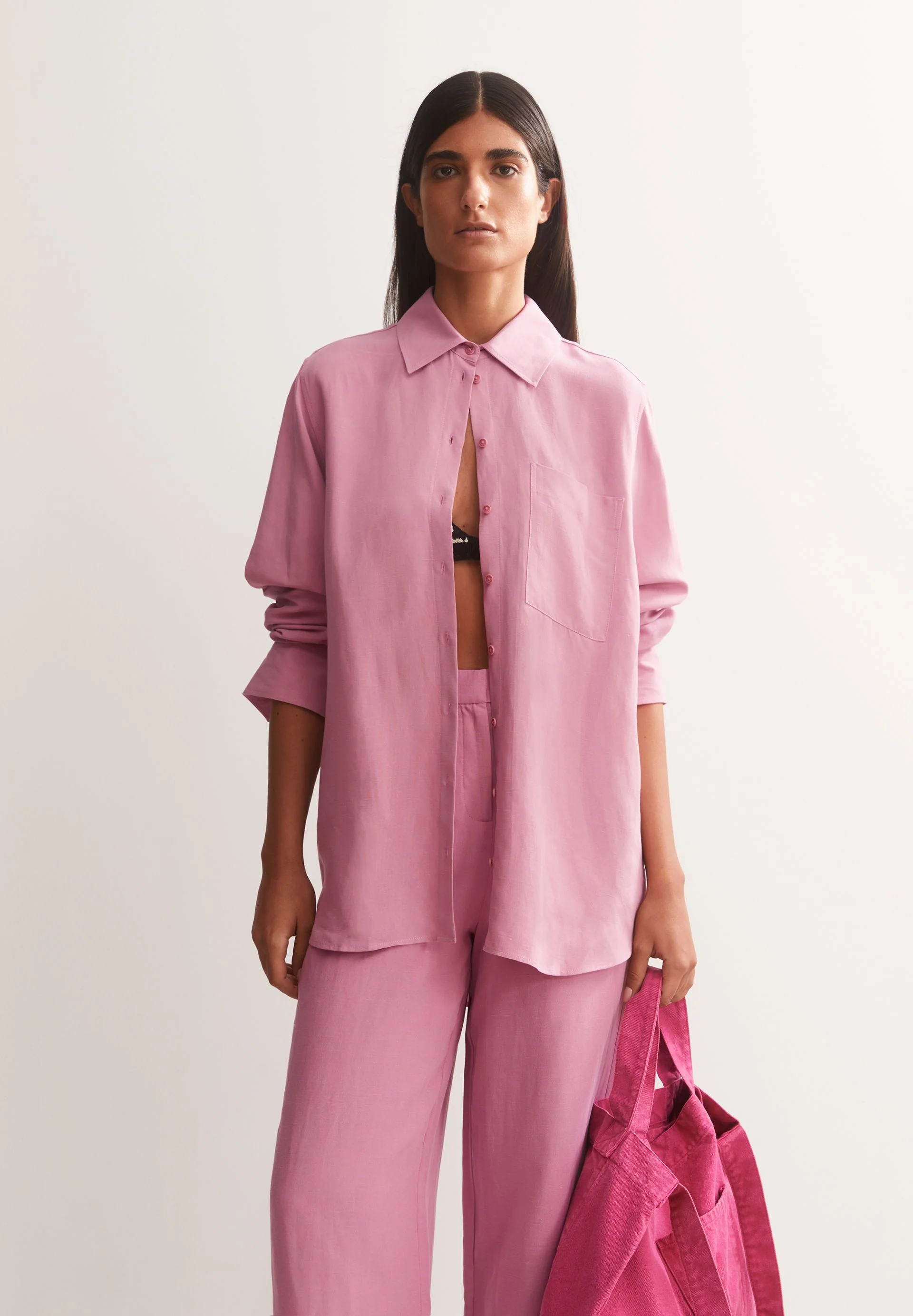 LEINEN-MIX BLUSE | washed berry - Image 4