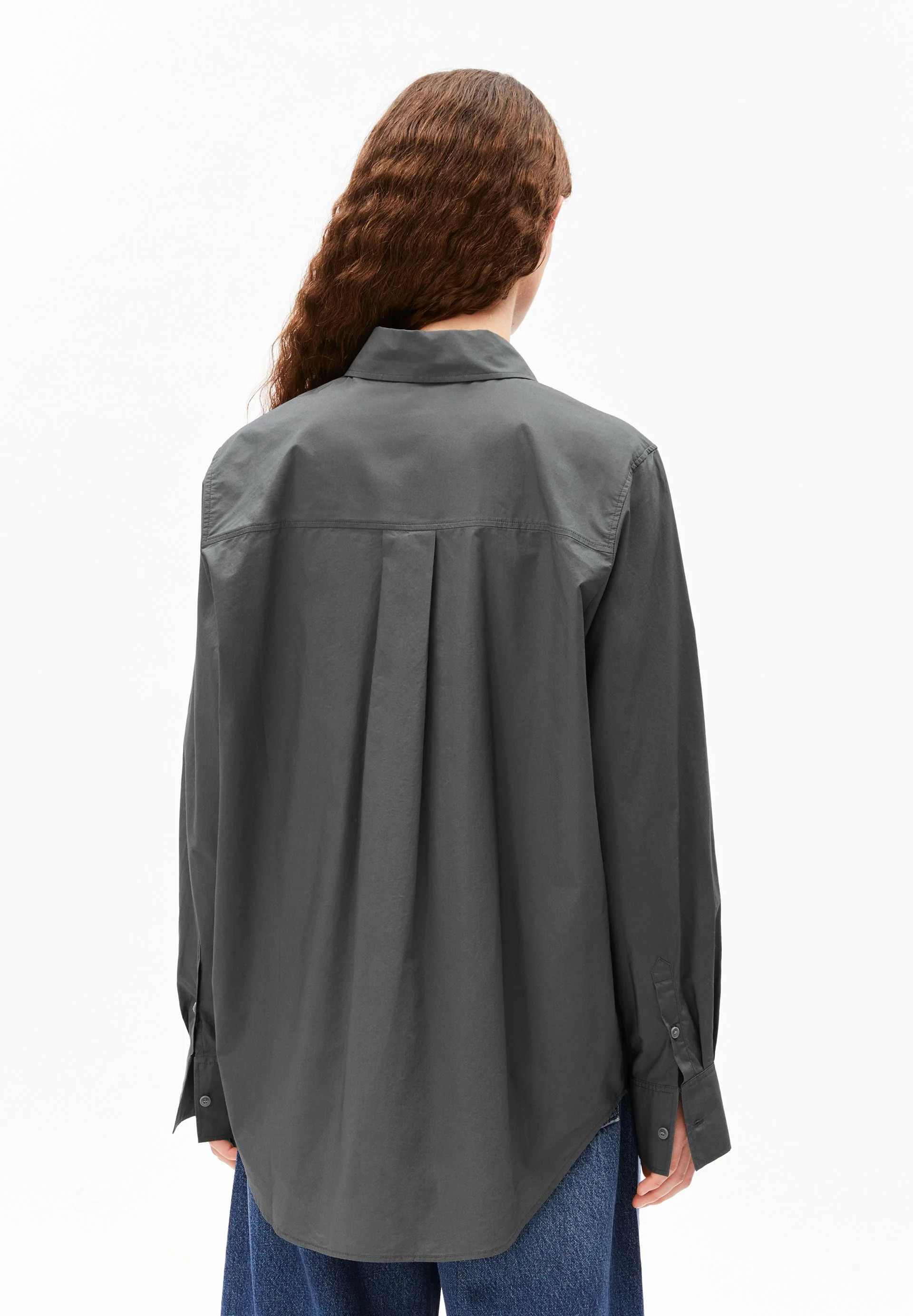 WEITE POPLIN BLUSE | space steel - Image 2