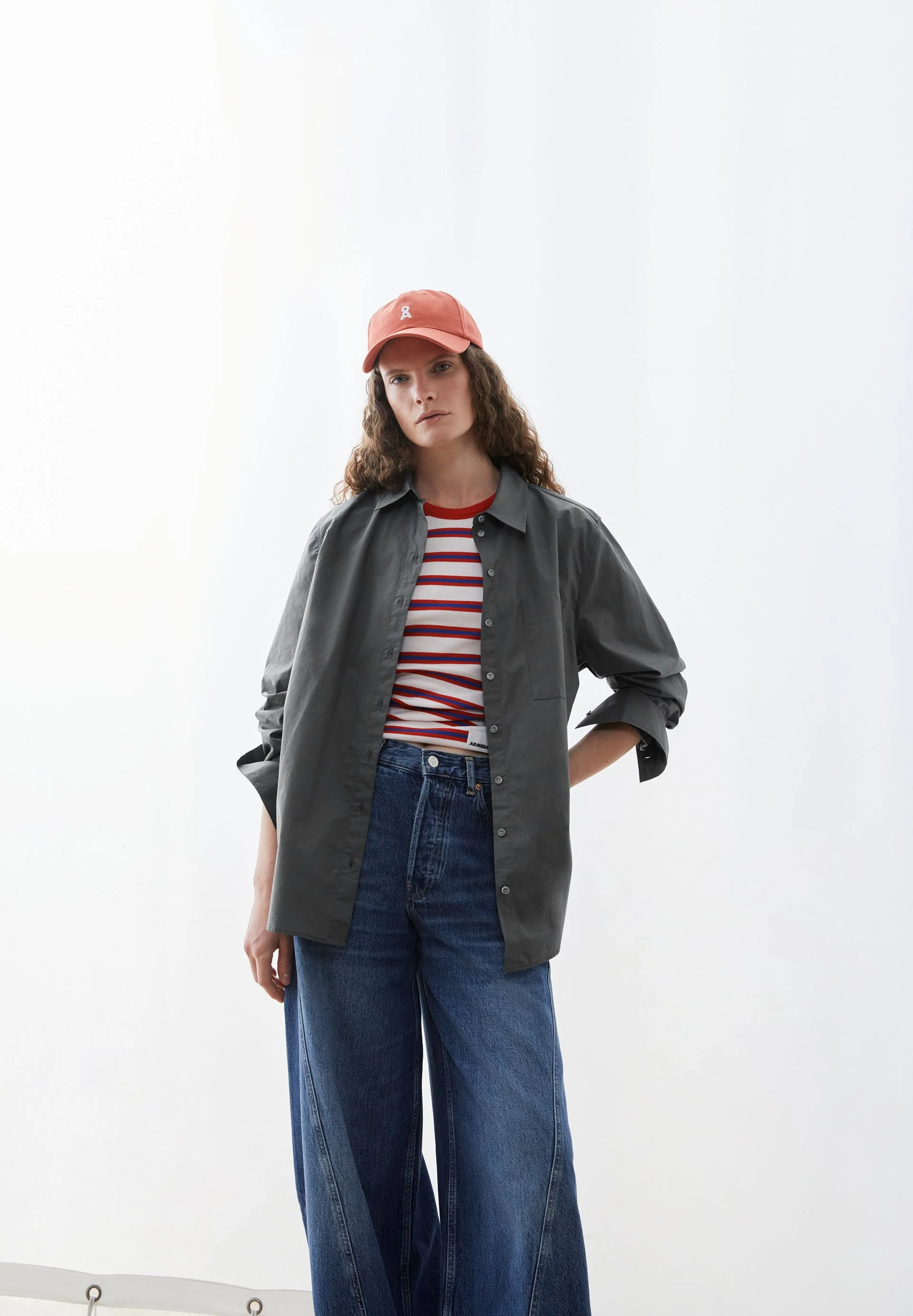 WEITE POPLIN BLUSE | space steel - Image 4