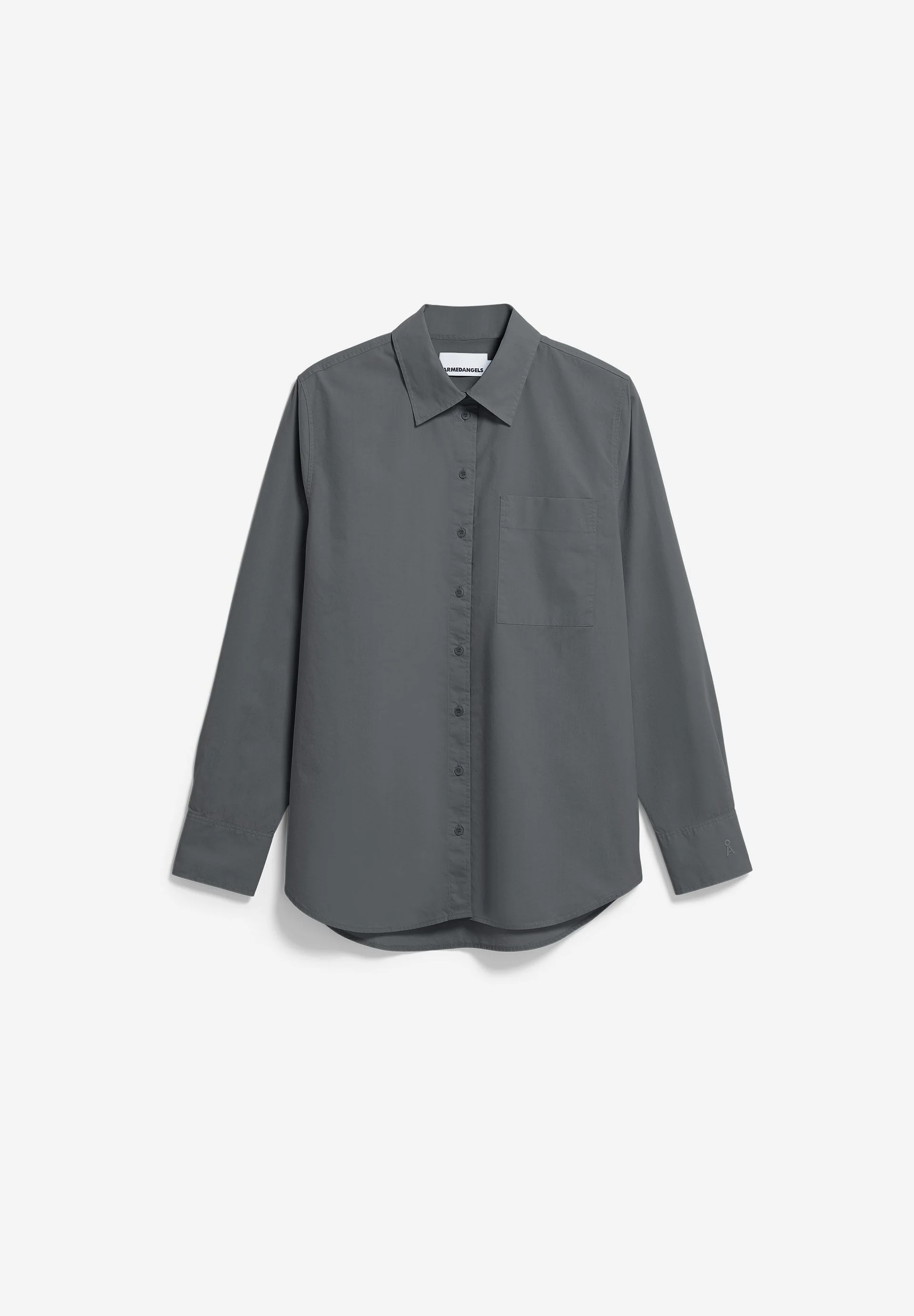 WEITE POPLIN BLUSE | space steel - Image 6