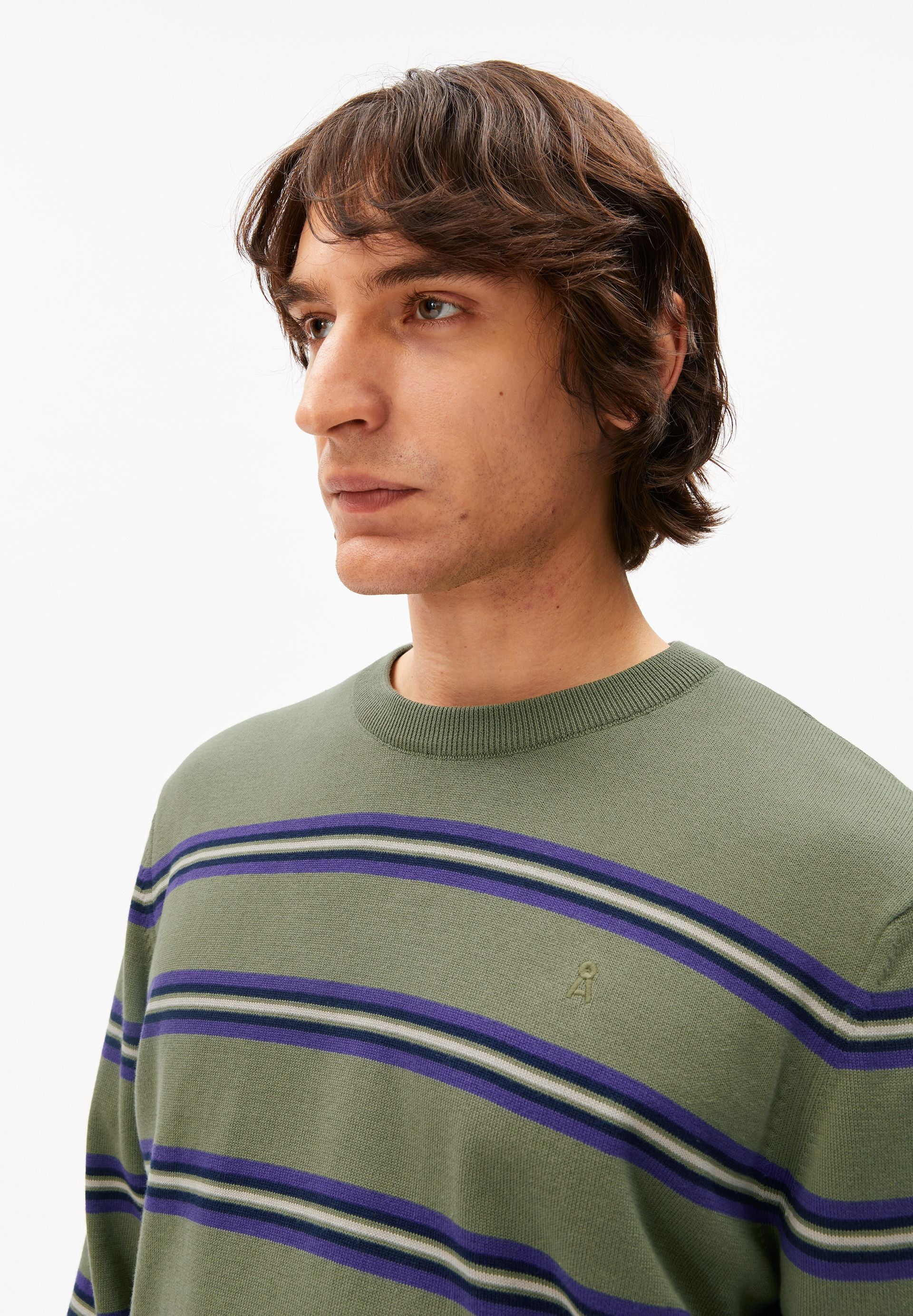 LOUKAA FEINSTRICKPULLOVER | fatigue green-tinted navy - Image 3