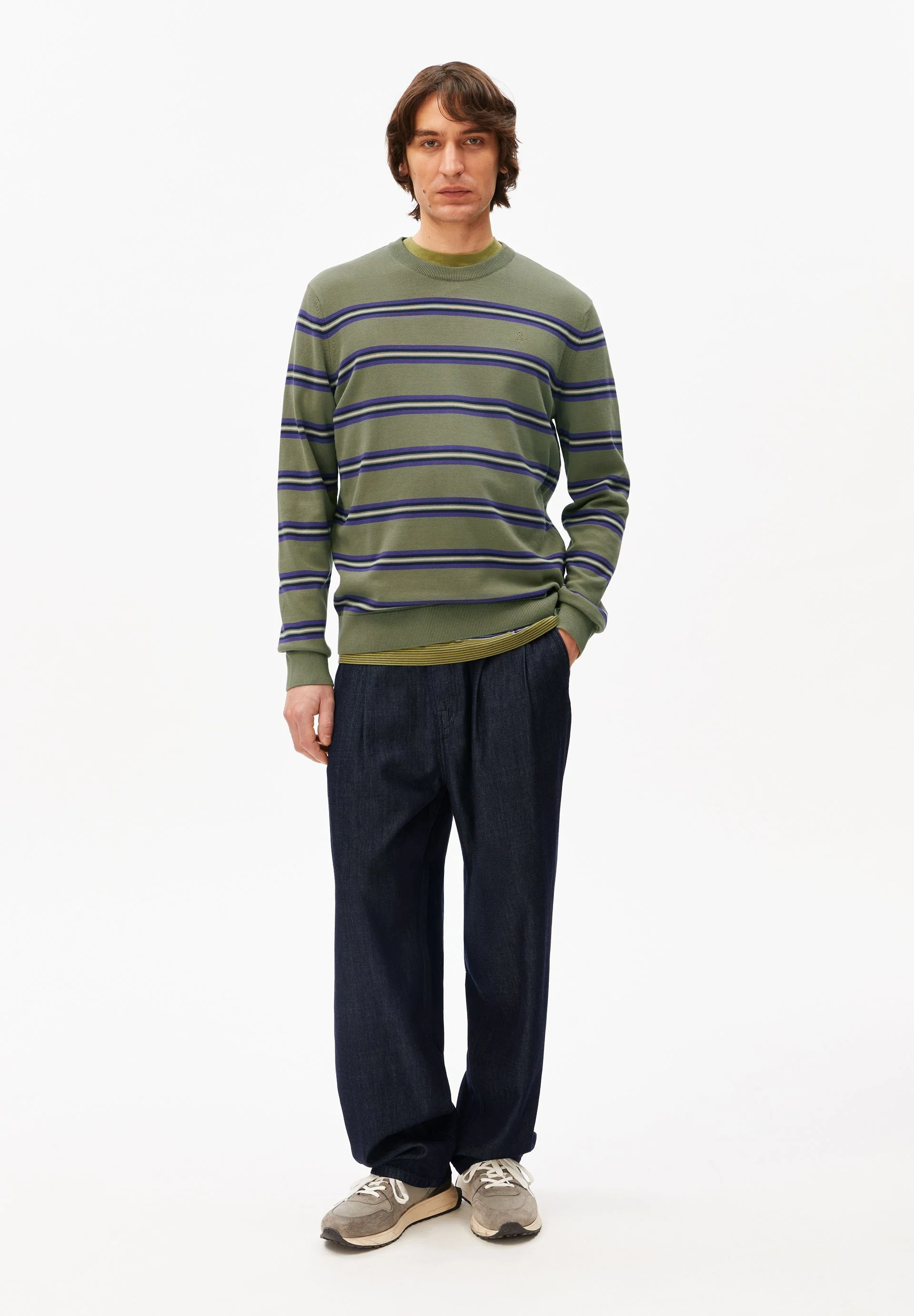 LOUKAA FEINSTRICKPULLOVER | fatigue green-tinted navy - Image 5