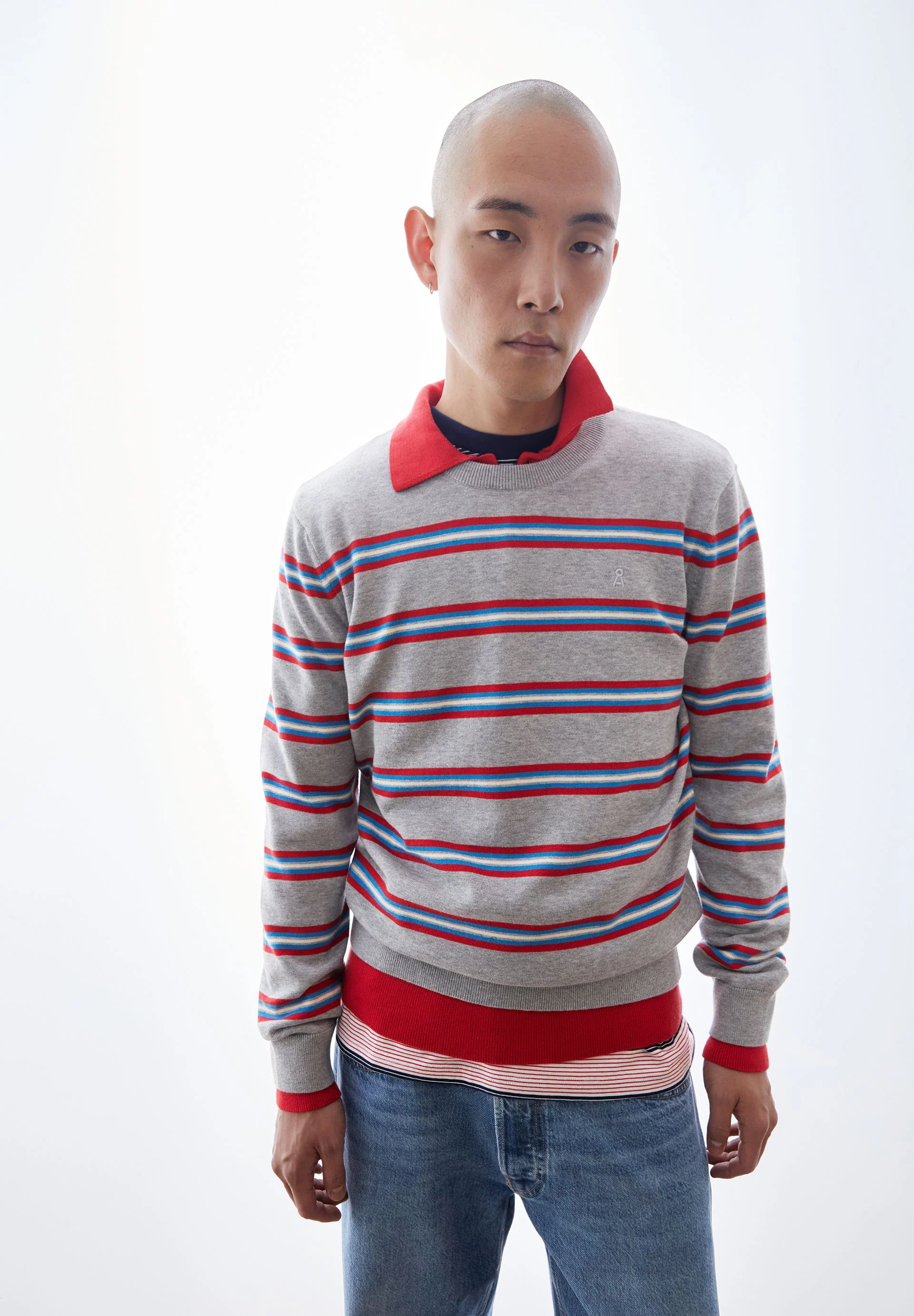 LOUKAA FEINSTRICKPULLOVER | silver melange-mars red - Image 4