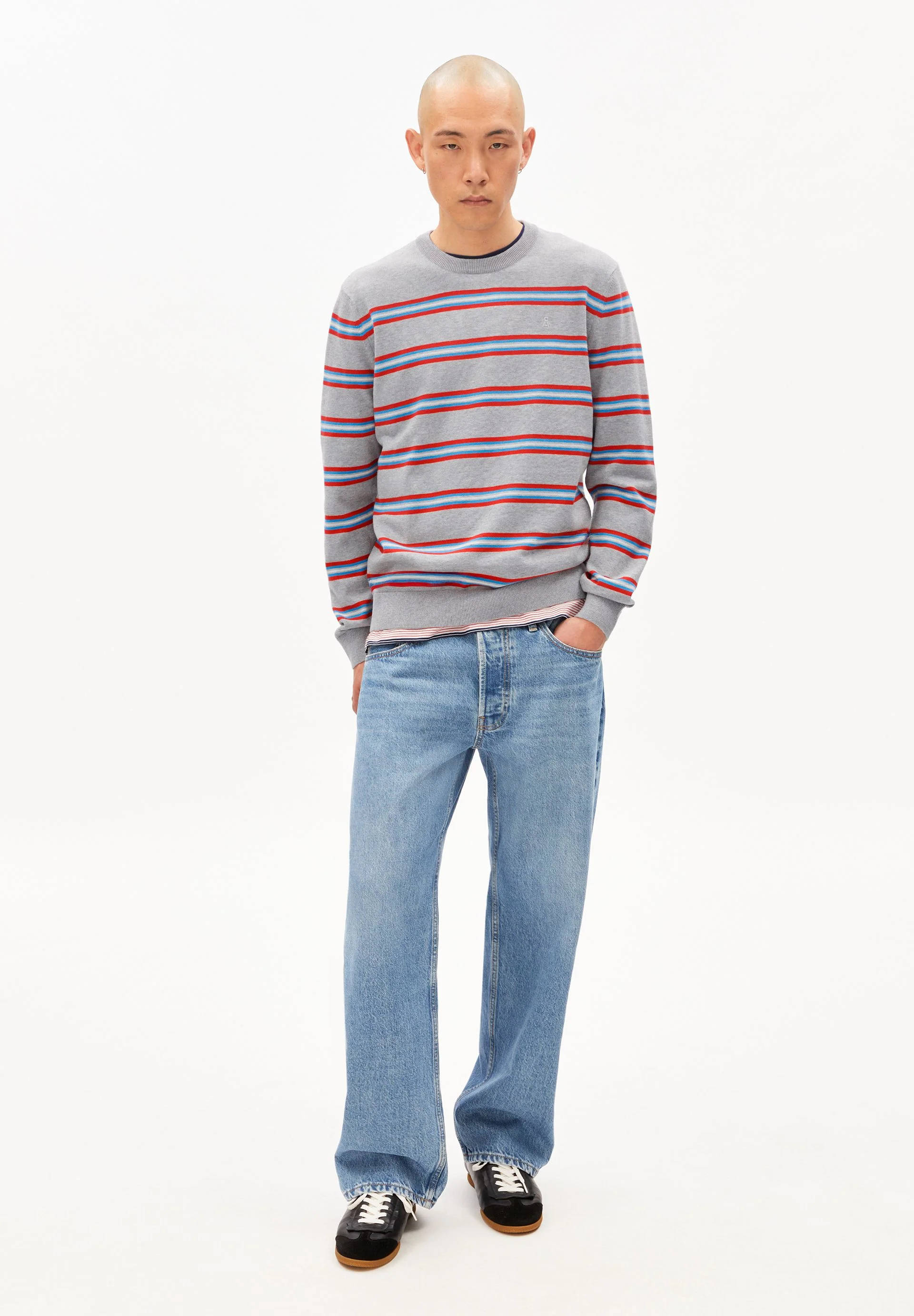 LOUKAA FEINSTRICKPULLOVER | silver melange-mars red - Image 5