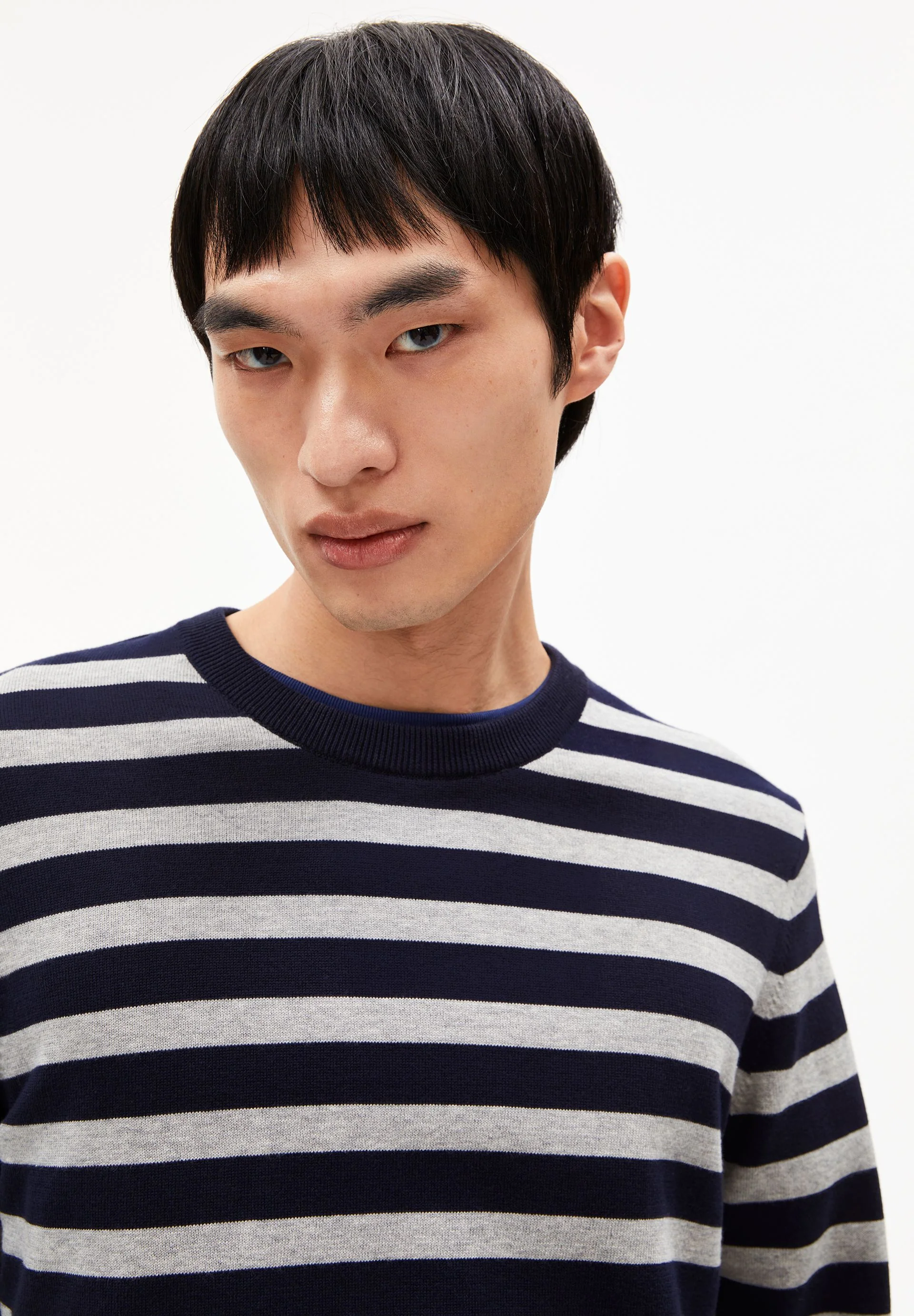LOUKAA FINE STRIPES STRICKPULLOVER | night sky-silver melange - Image 3