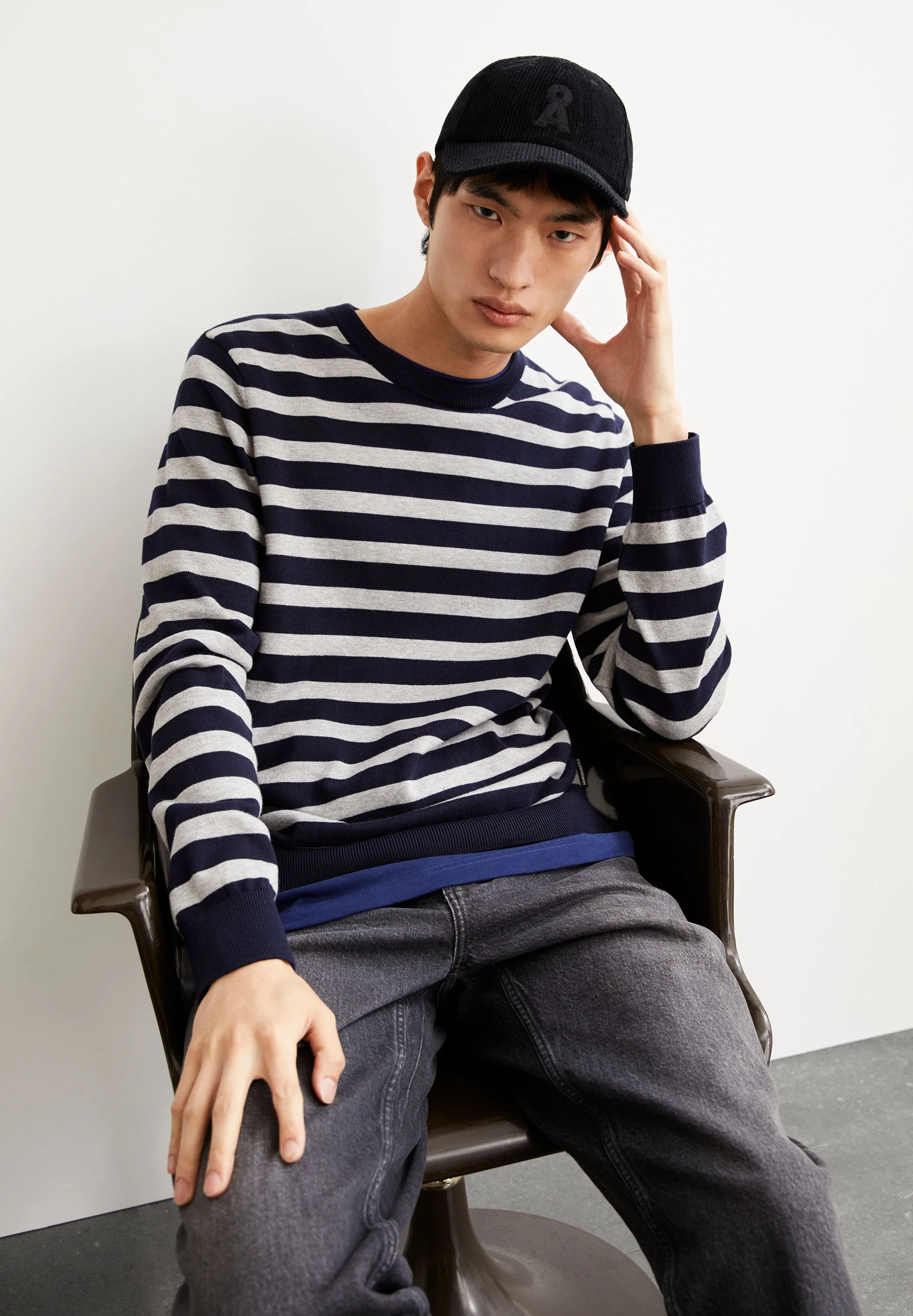 LOUKAA FINE STRIPES STRICKPULLOVER | night sky-silver melange - Image 4