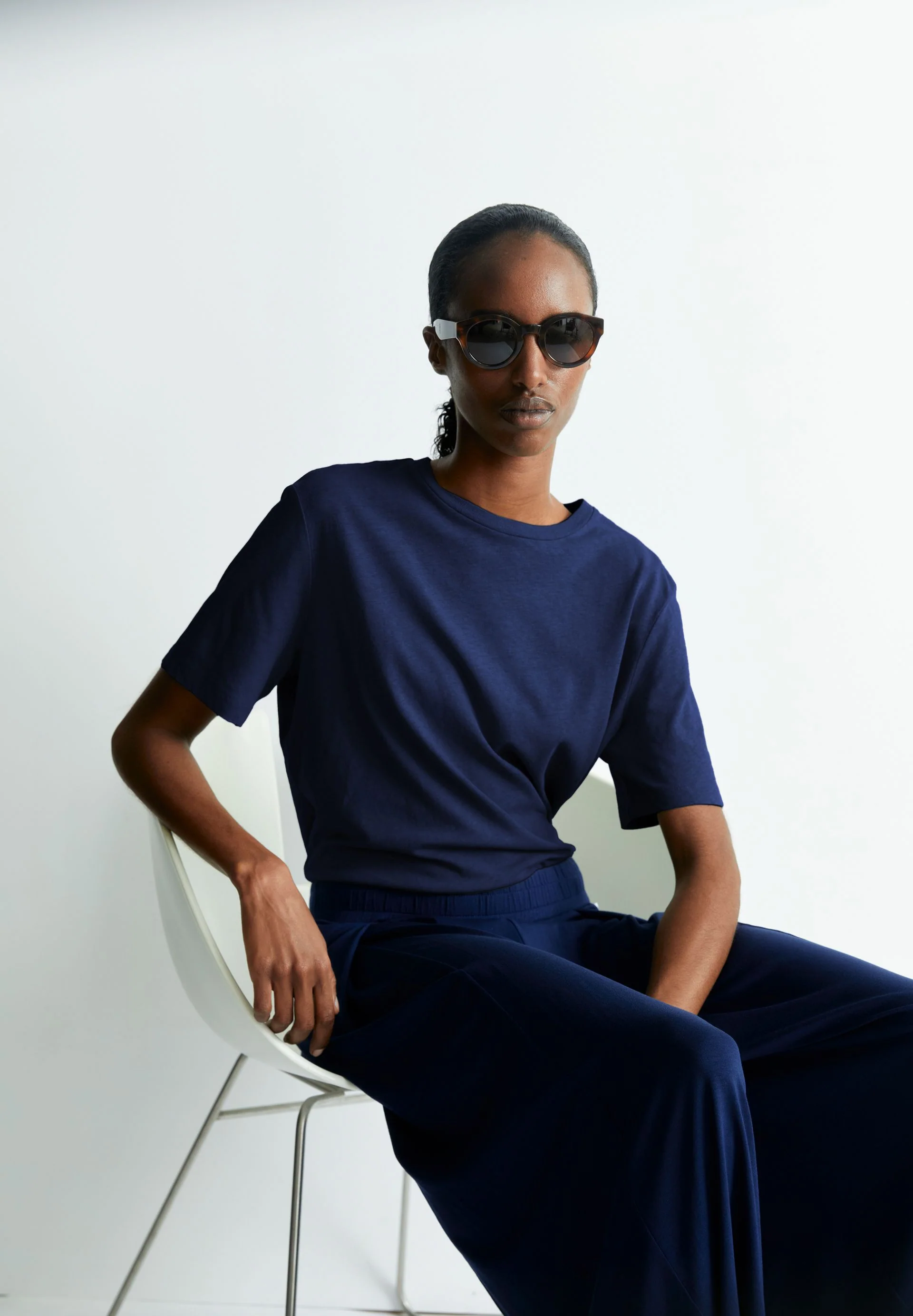 LUALAA LEINEN-MIX T-SHIRT | blue noon - Image 4