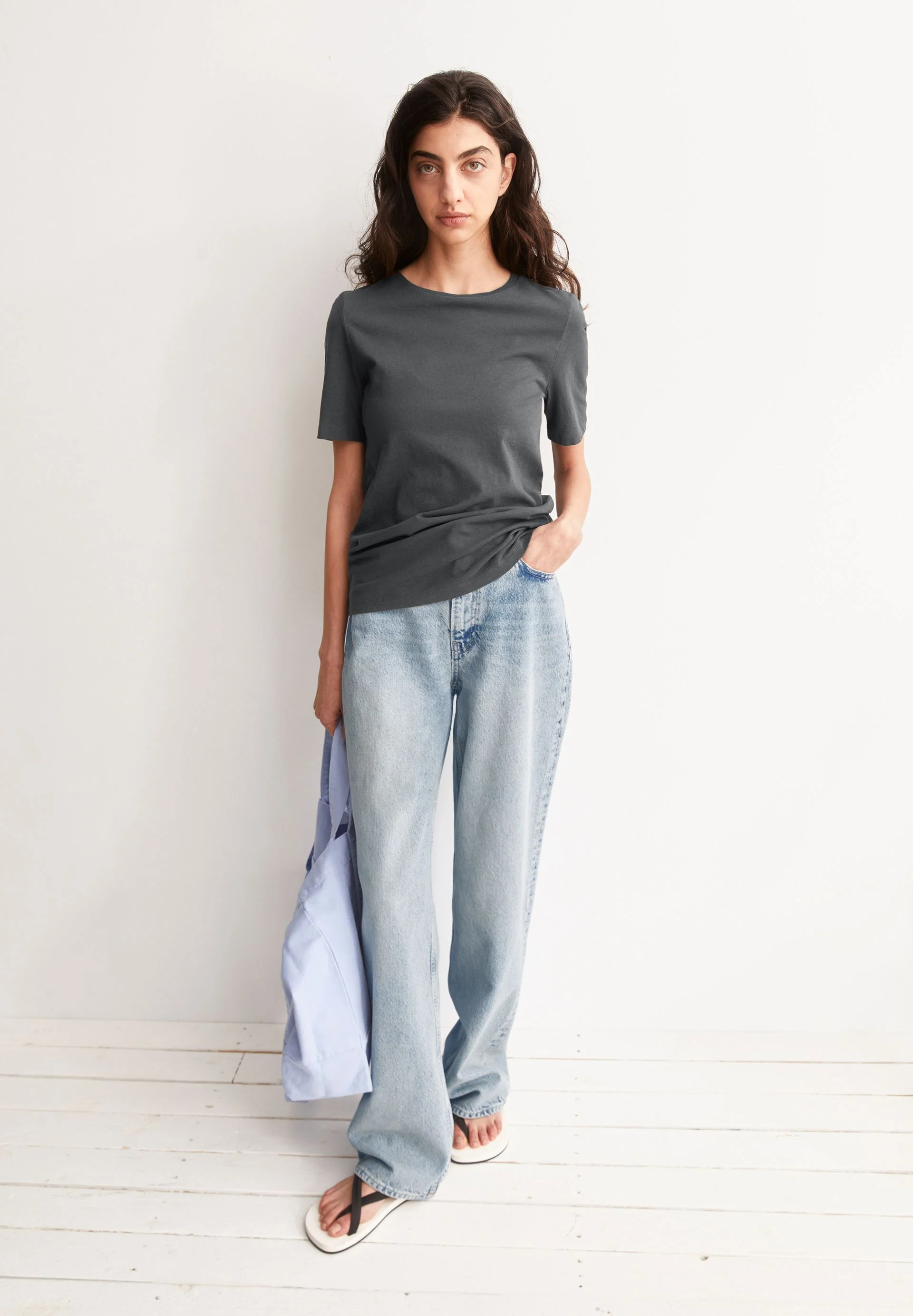 LUALAA LEINEN-MIX T-SHIRT | space steel - Image 4