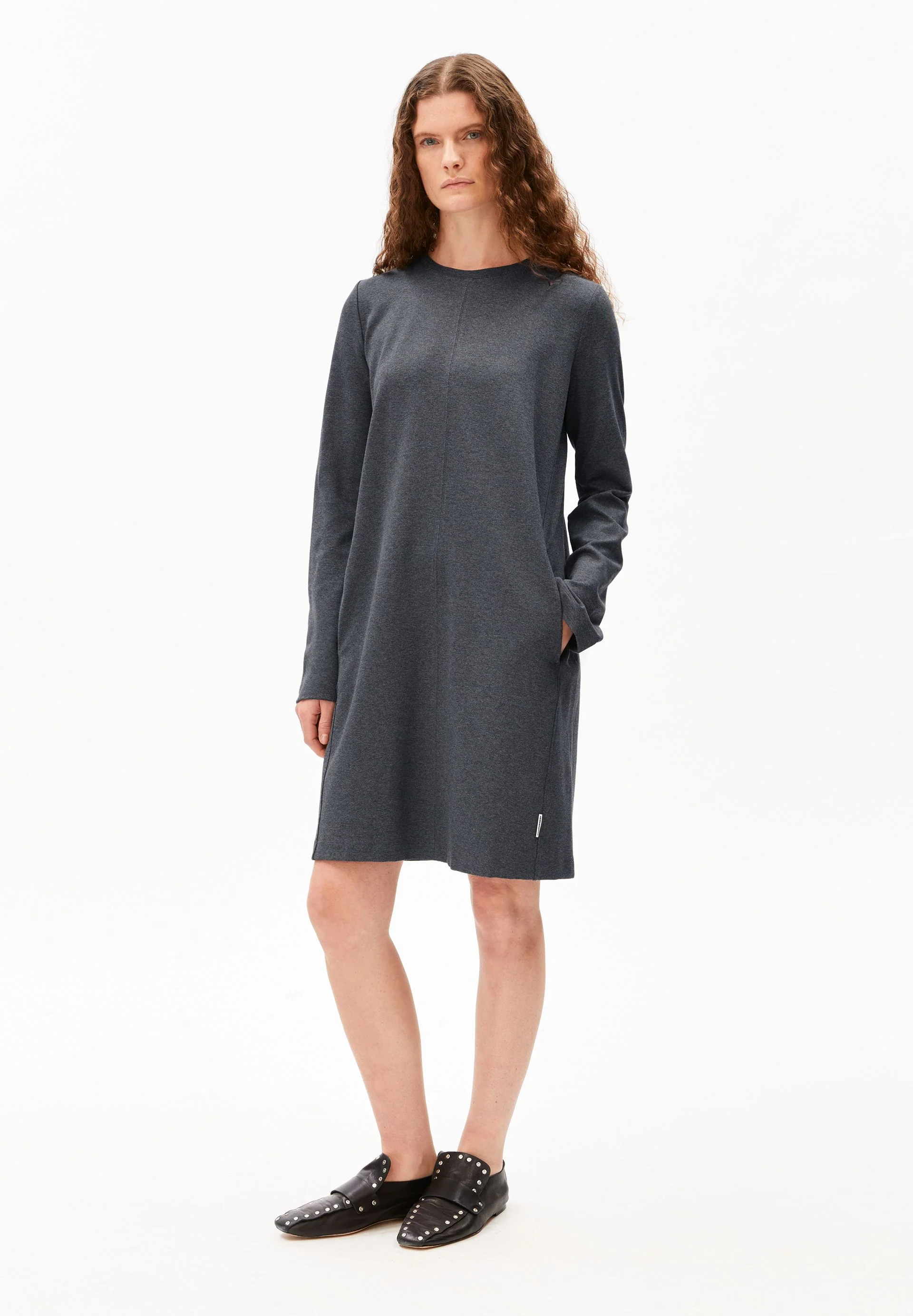 MAARILIANA LANGÄRMLIGES JERSEYKLEID | steel melange - Image 5
