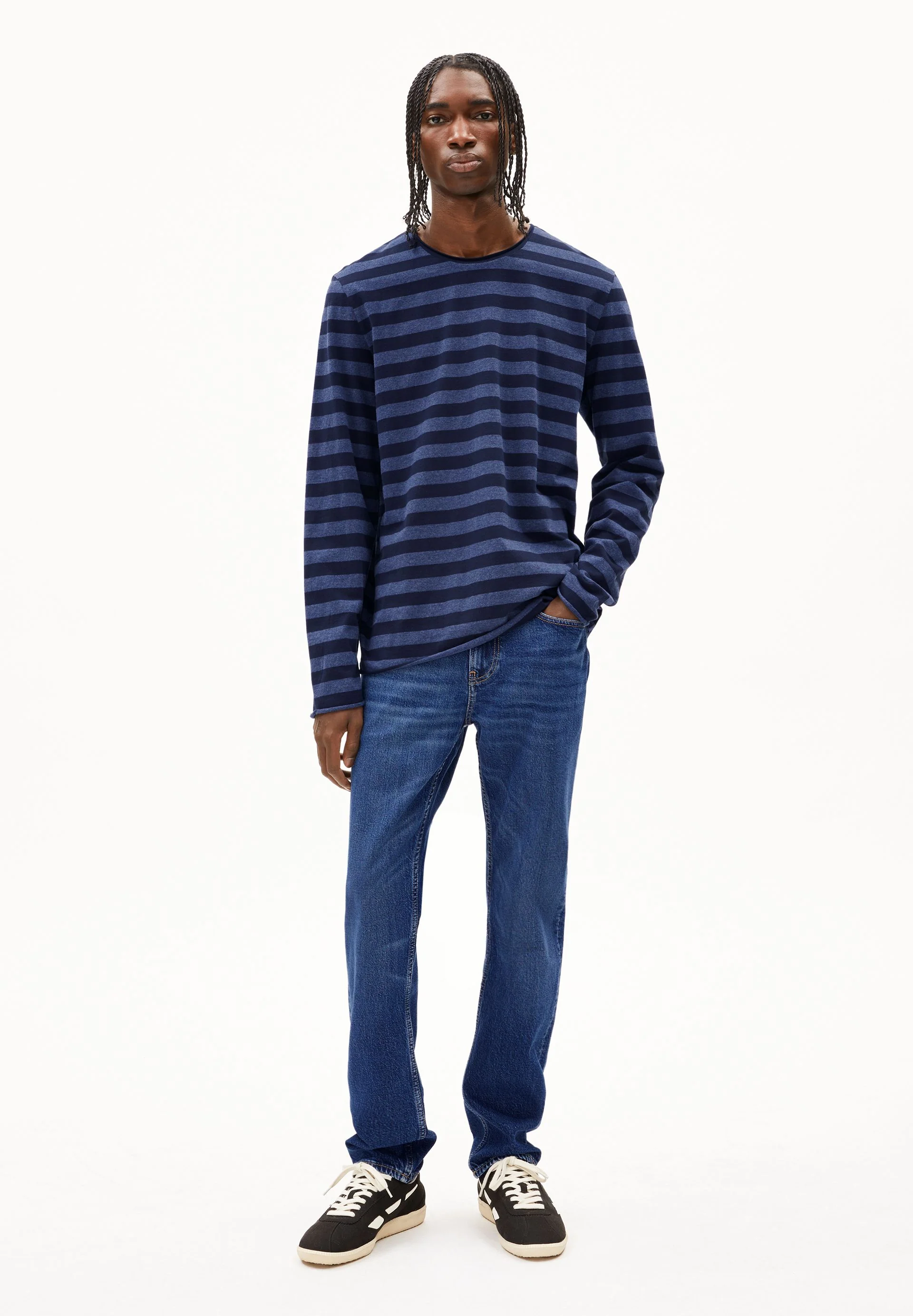 MAARKOS LS STRIPES BR | blue melange-night sky - Image 5