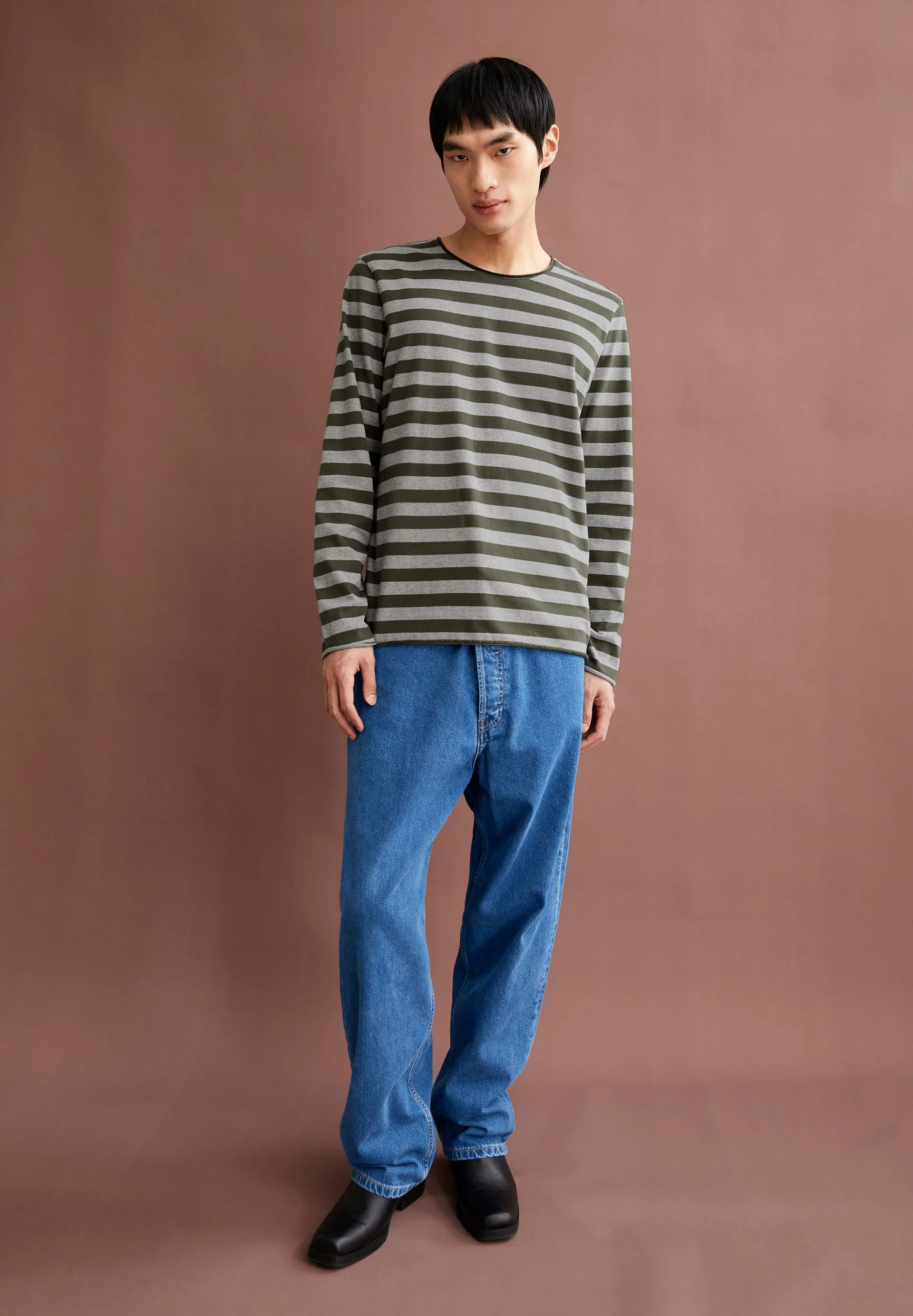 MAARKOS LS STRIPES BR | silver melange-forest pine - Image 4