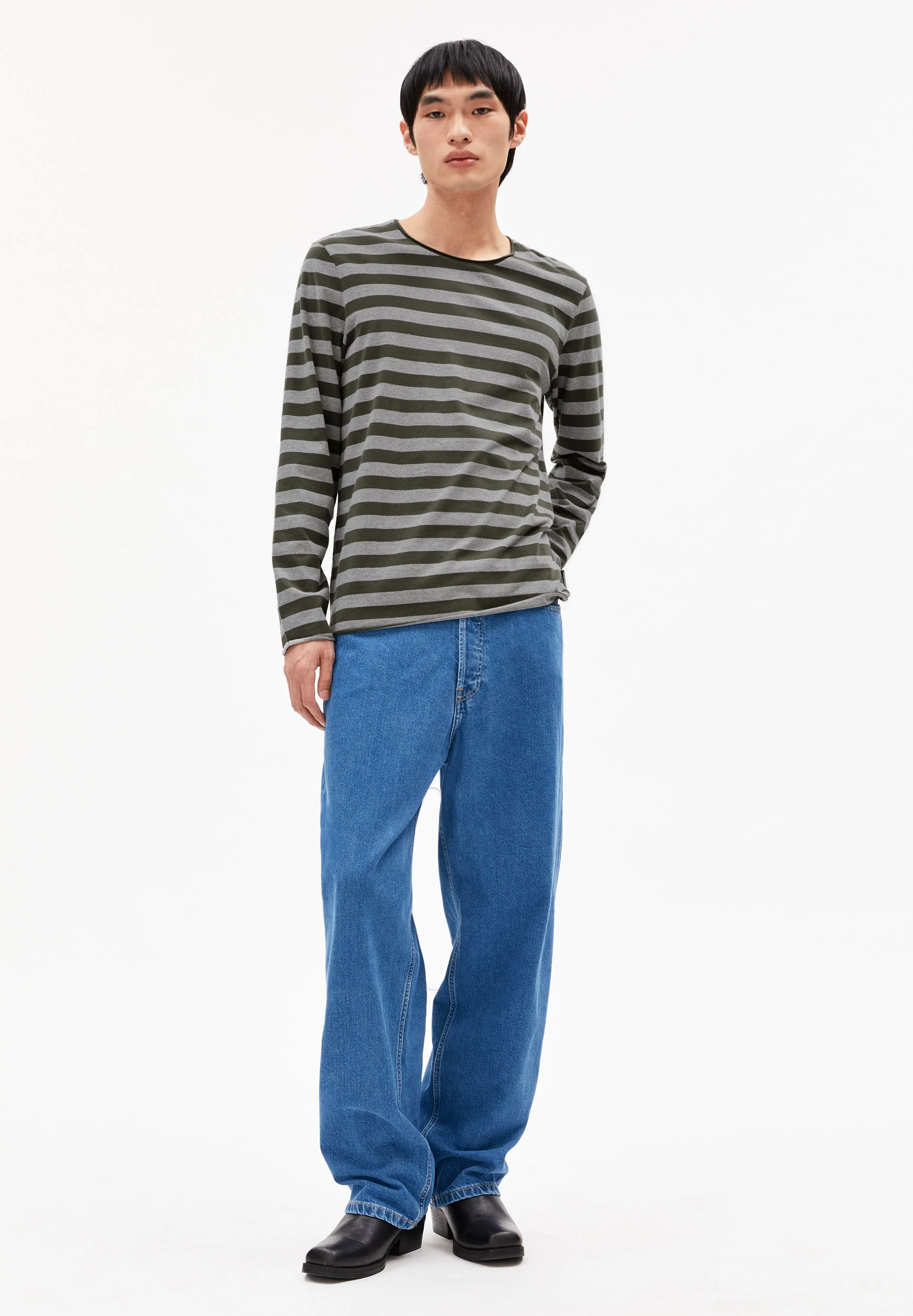 MAARKOS LS STRIPES BR | silver melange-forest pine - Image 5