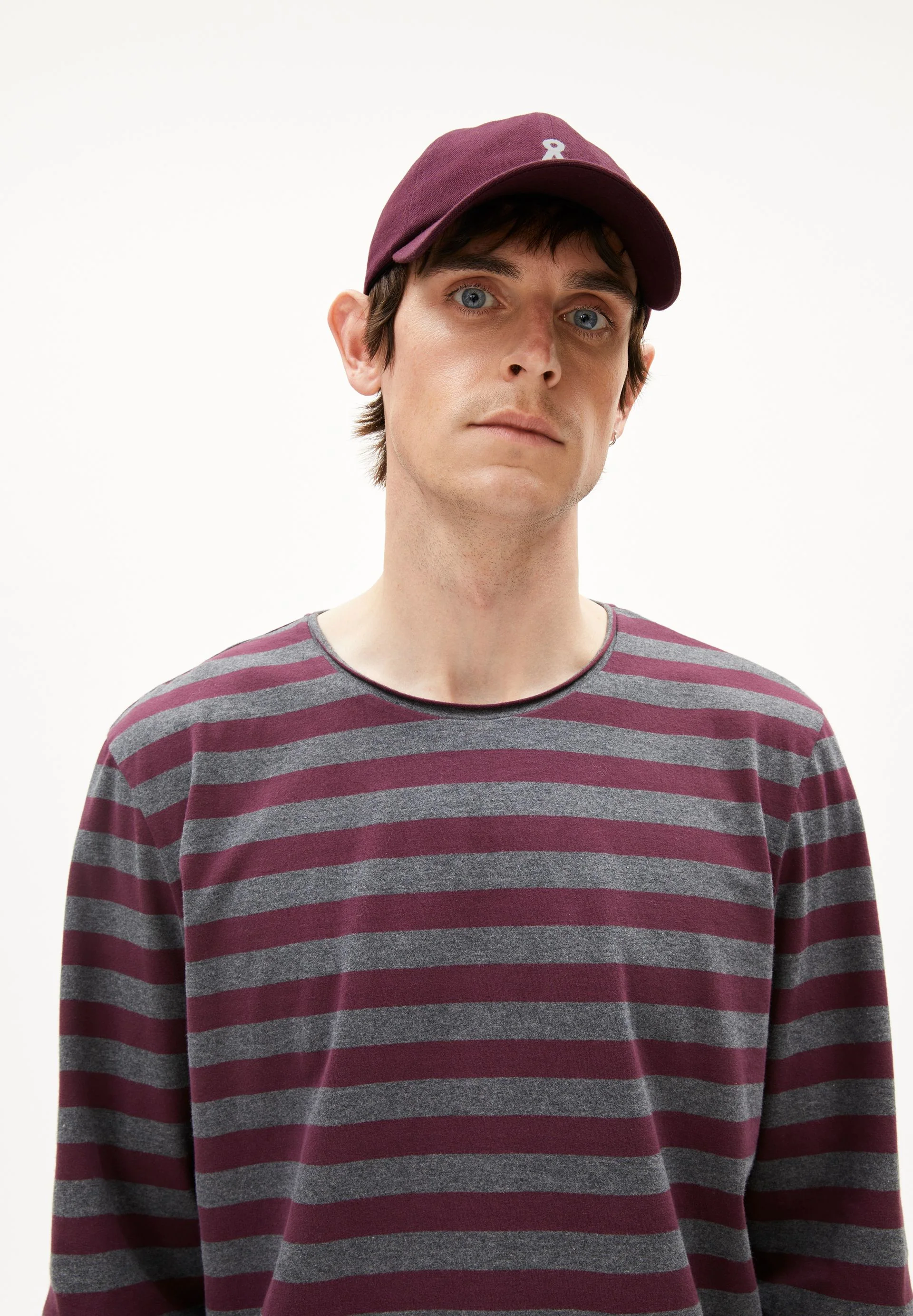 MAARKOS LS STRIPES BR | steel melange-dark cranberry - Image 3