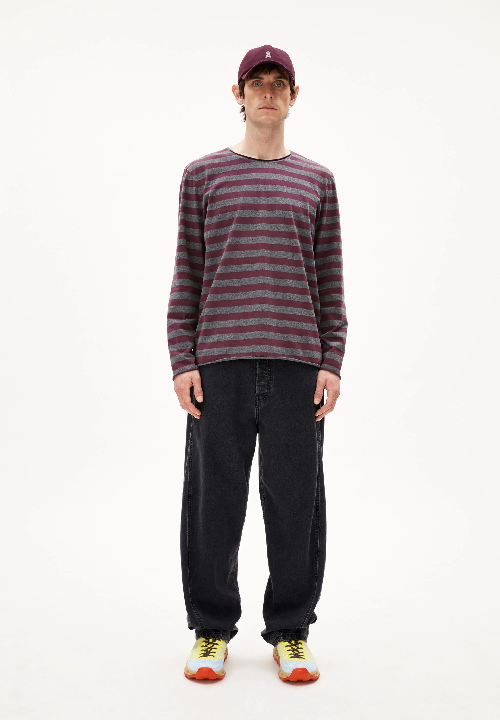 MAARKOS LS STRIPES BR | steel melange-dark cranberry - Image 5