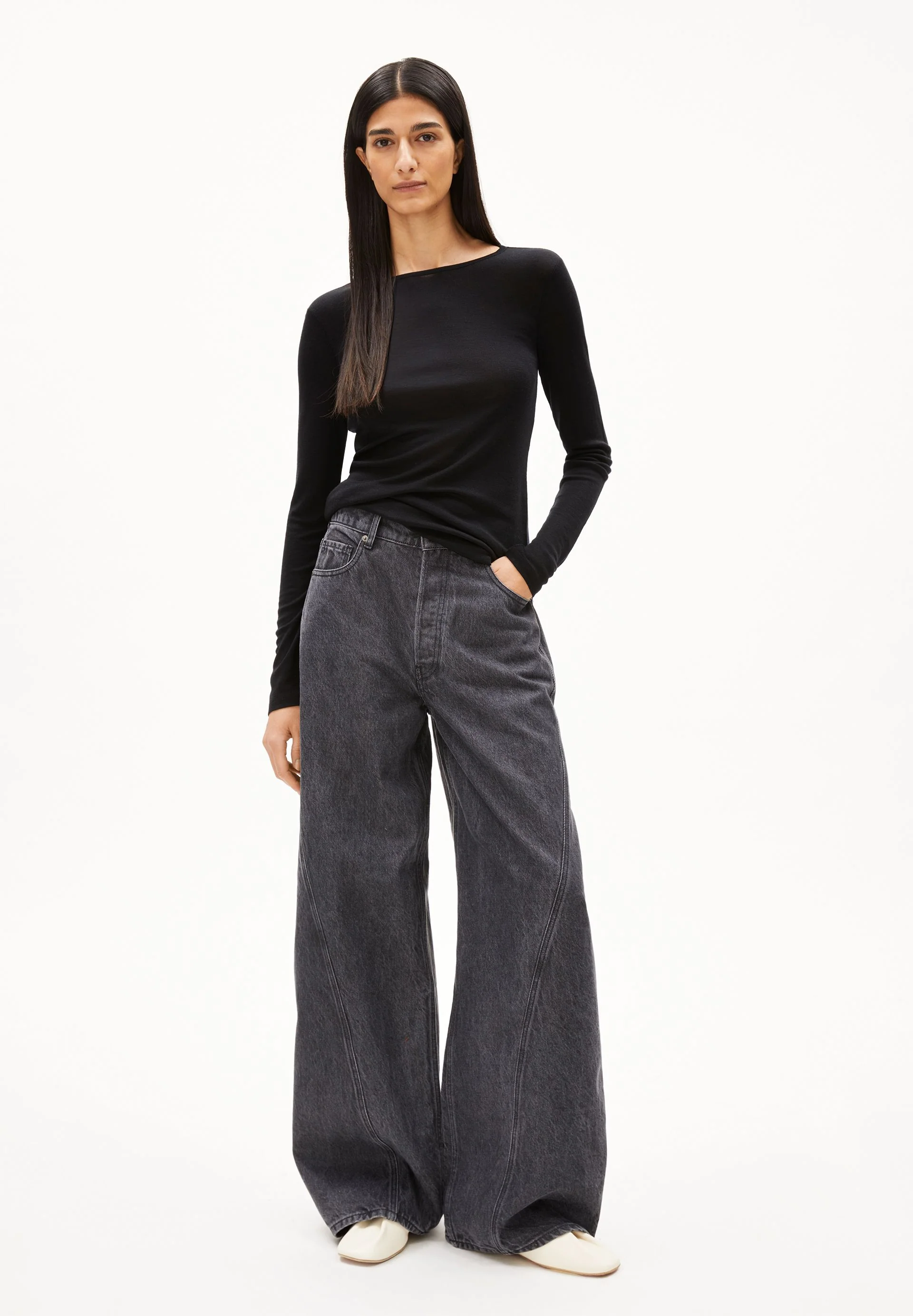 MAIAA WOLL-MIX LANGARMSHIRT | black - Image 5