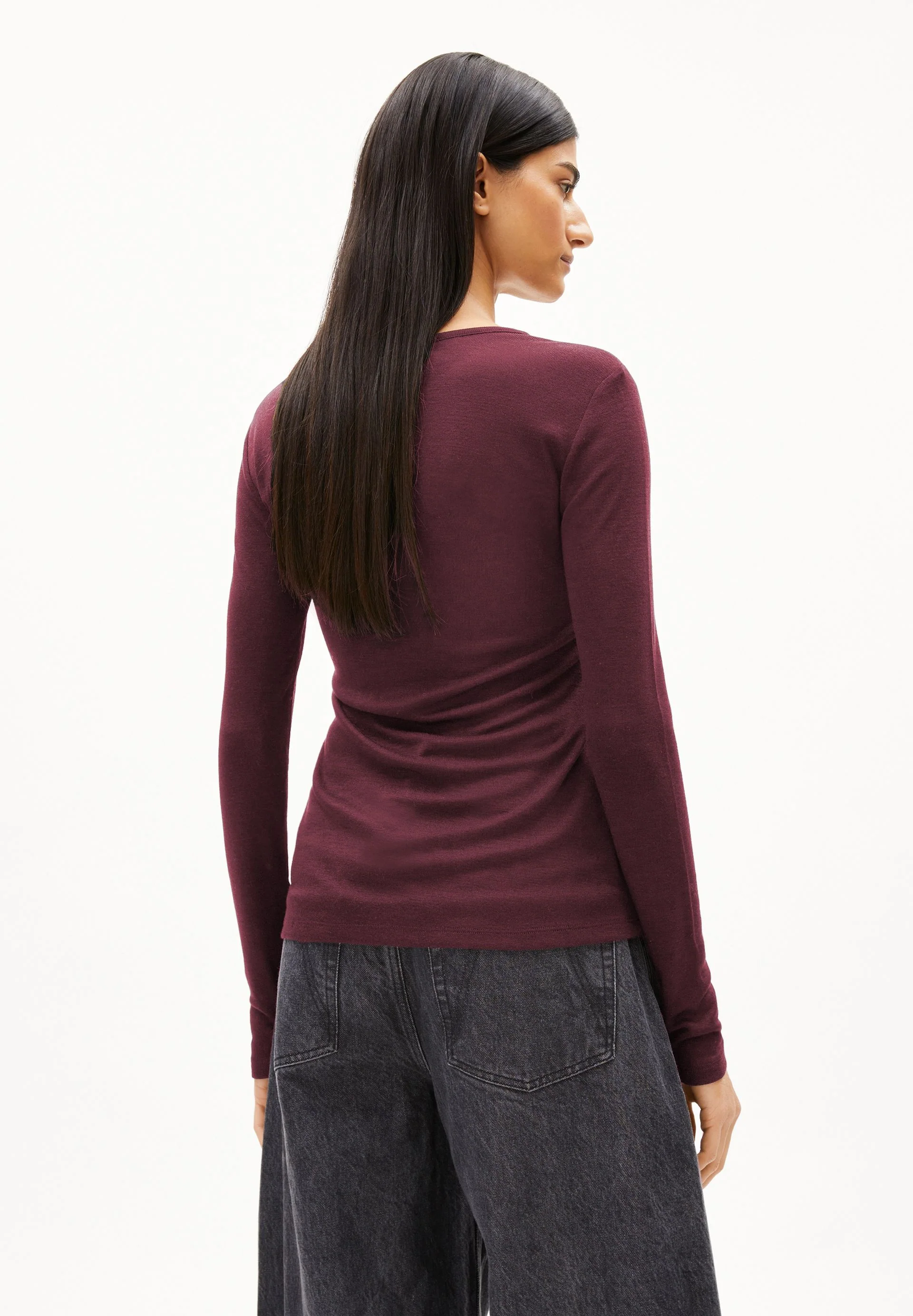 MAIAA WOLL-MIX LANGARMSHIRT | dark cranberry - Image 2