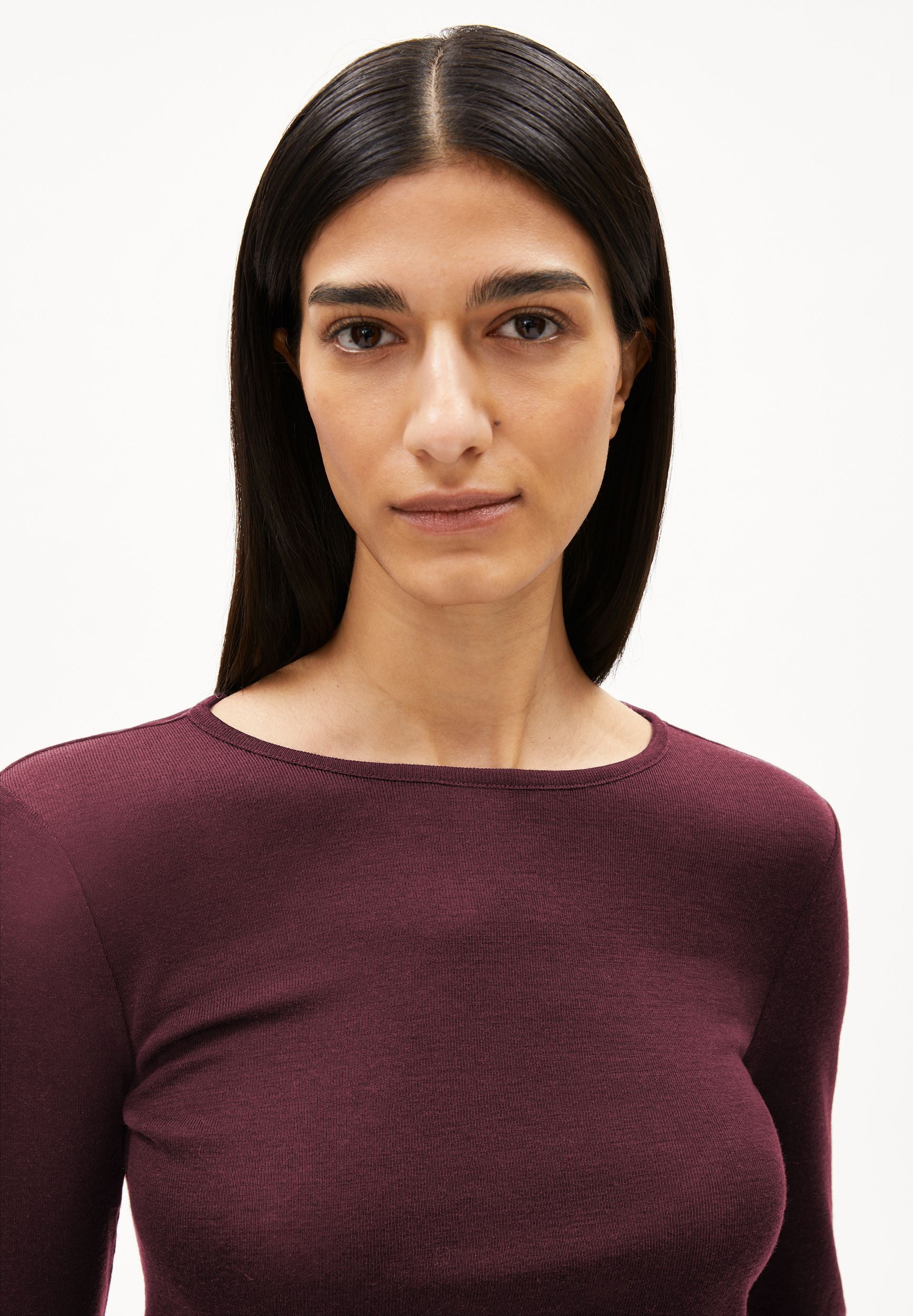 MAIAA WOLL-MIX LANGARMSHIRT | dark cranberry - Image 3