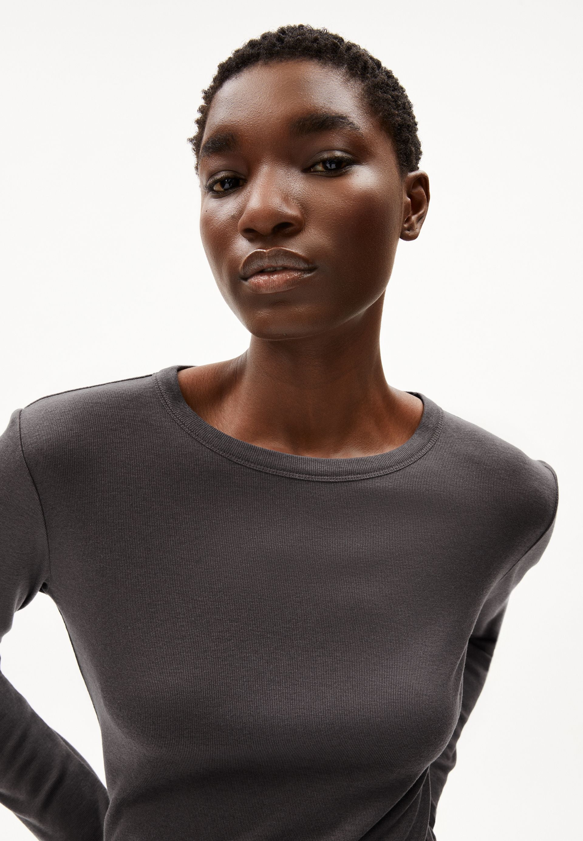 MAIAA WOLL-MIX LANGARMSHIRT | iron cast - Image 3