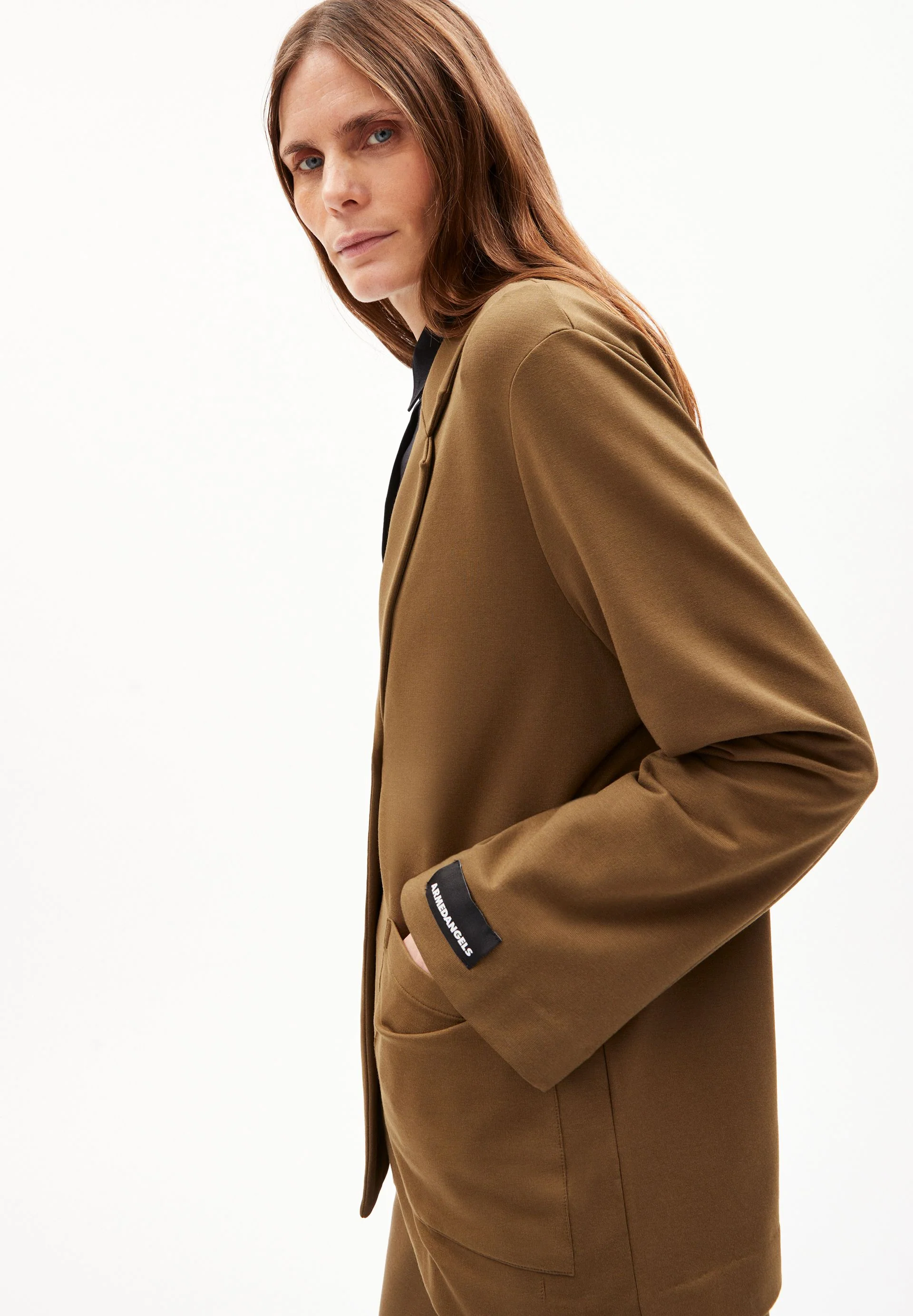 MARIAA FERNANDAA JERSEY BLAZER | dried moss - Image 3