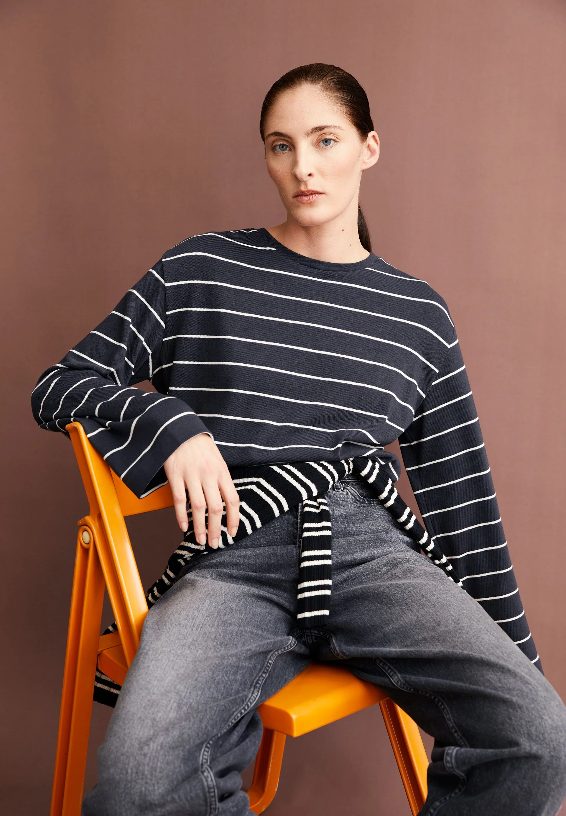 MARYNAA GESTREIFTES LANGARMSHIRT | dark steel-oatmilk - Image 4