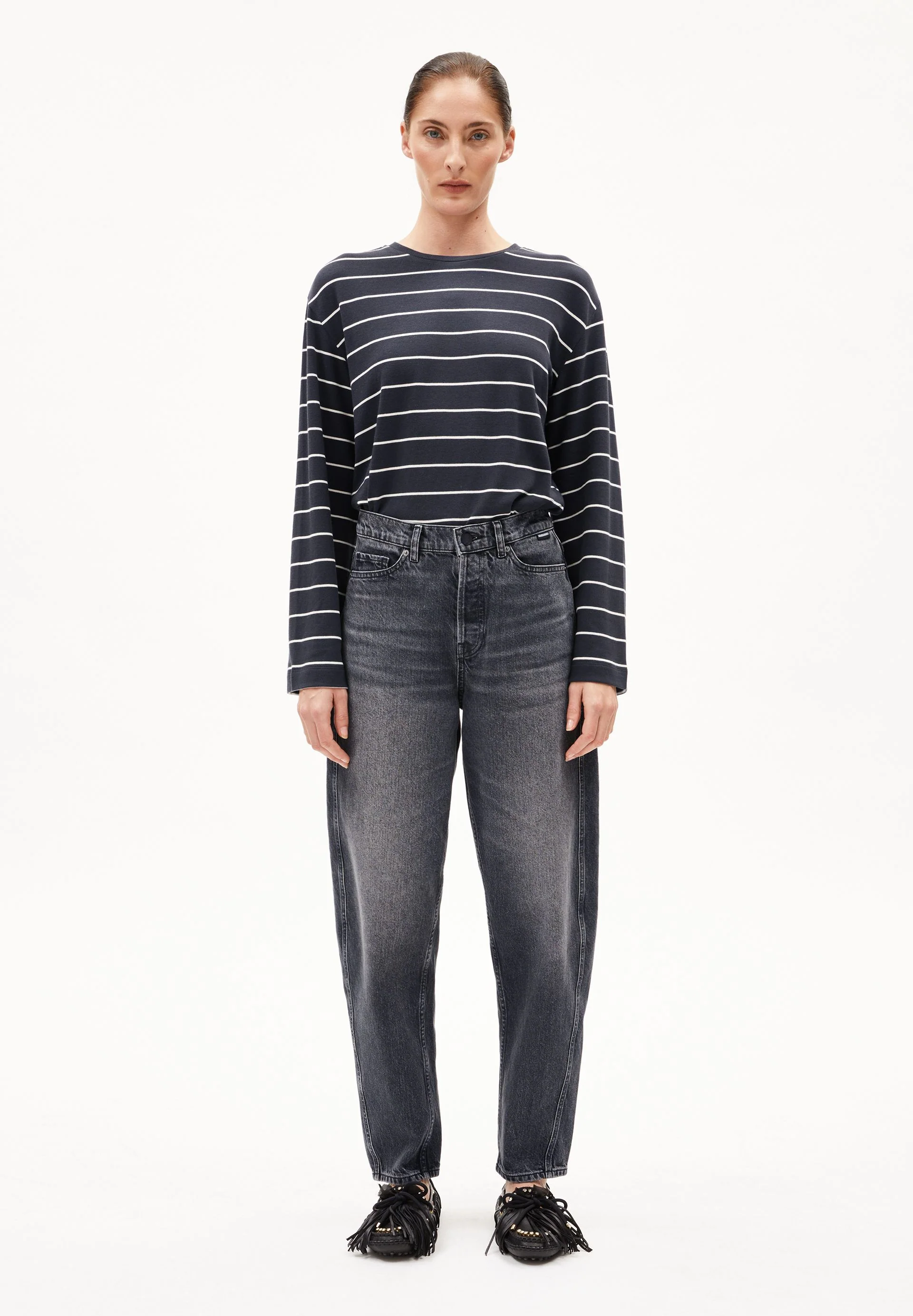 MARYNAA GESTREIFTES LANGARMSHIRT | dark steel-oatmilk - Image 5