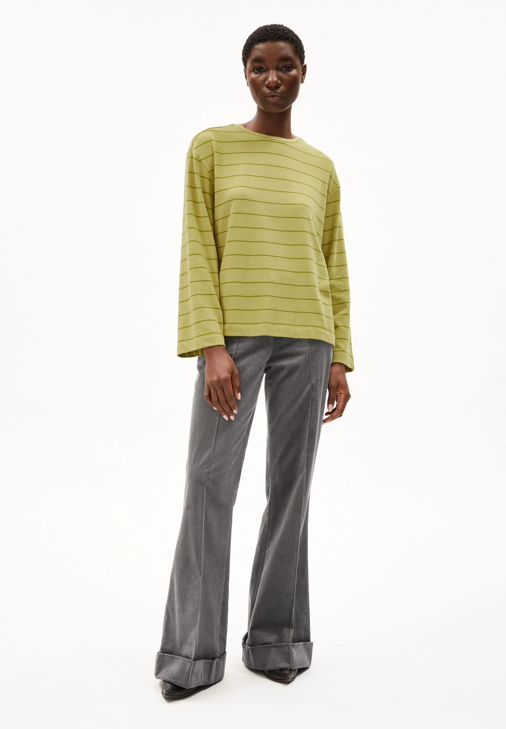MARYNAA GESTREIFTES LANGARMSHIRT | new moss-dark moss - Image 5