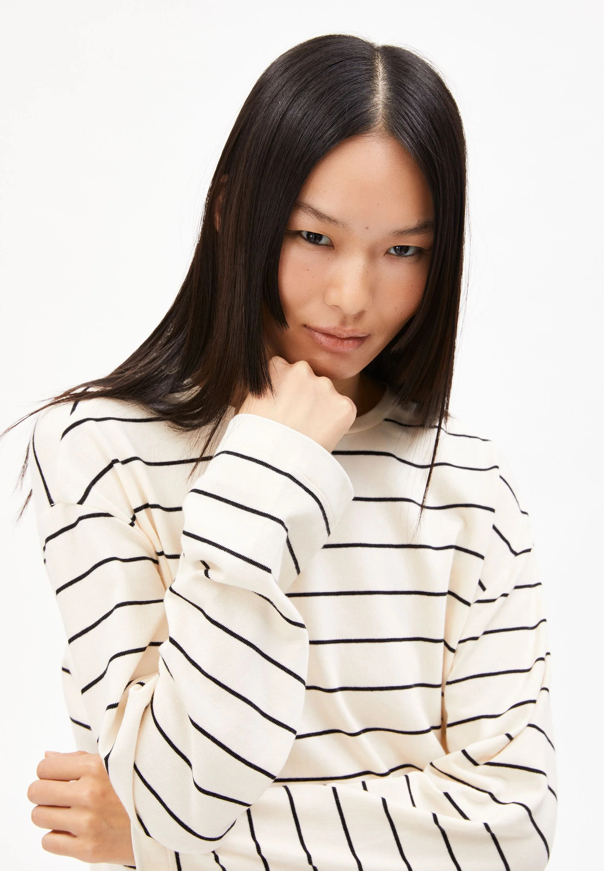 MARYNAA GESTREIFTES LANGARMSHIRT | oatmilk-black - Image 3