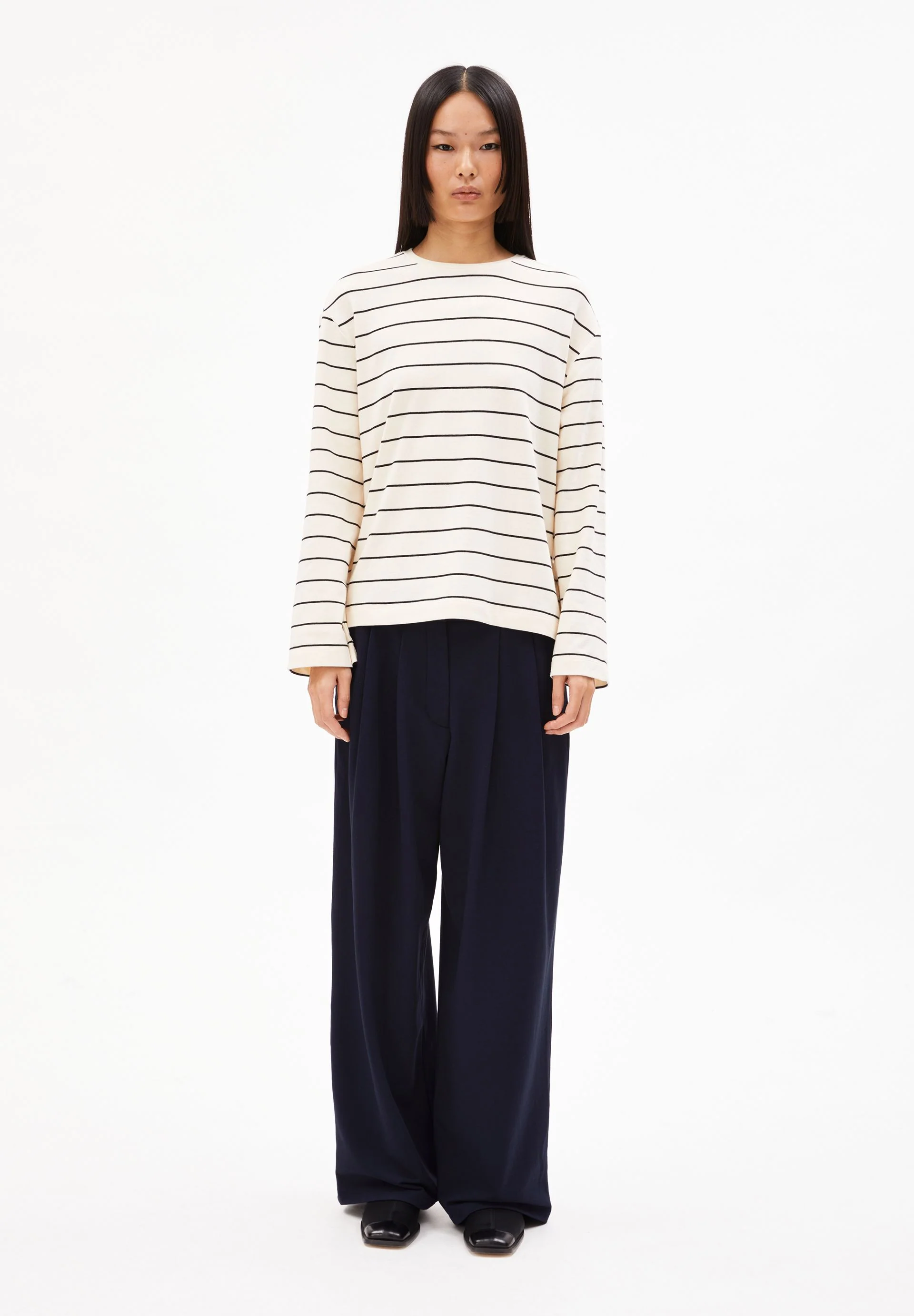 MARYNAA GESTREIFTES LANGARMSHIRT | oatmilk-black - Image 5