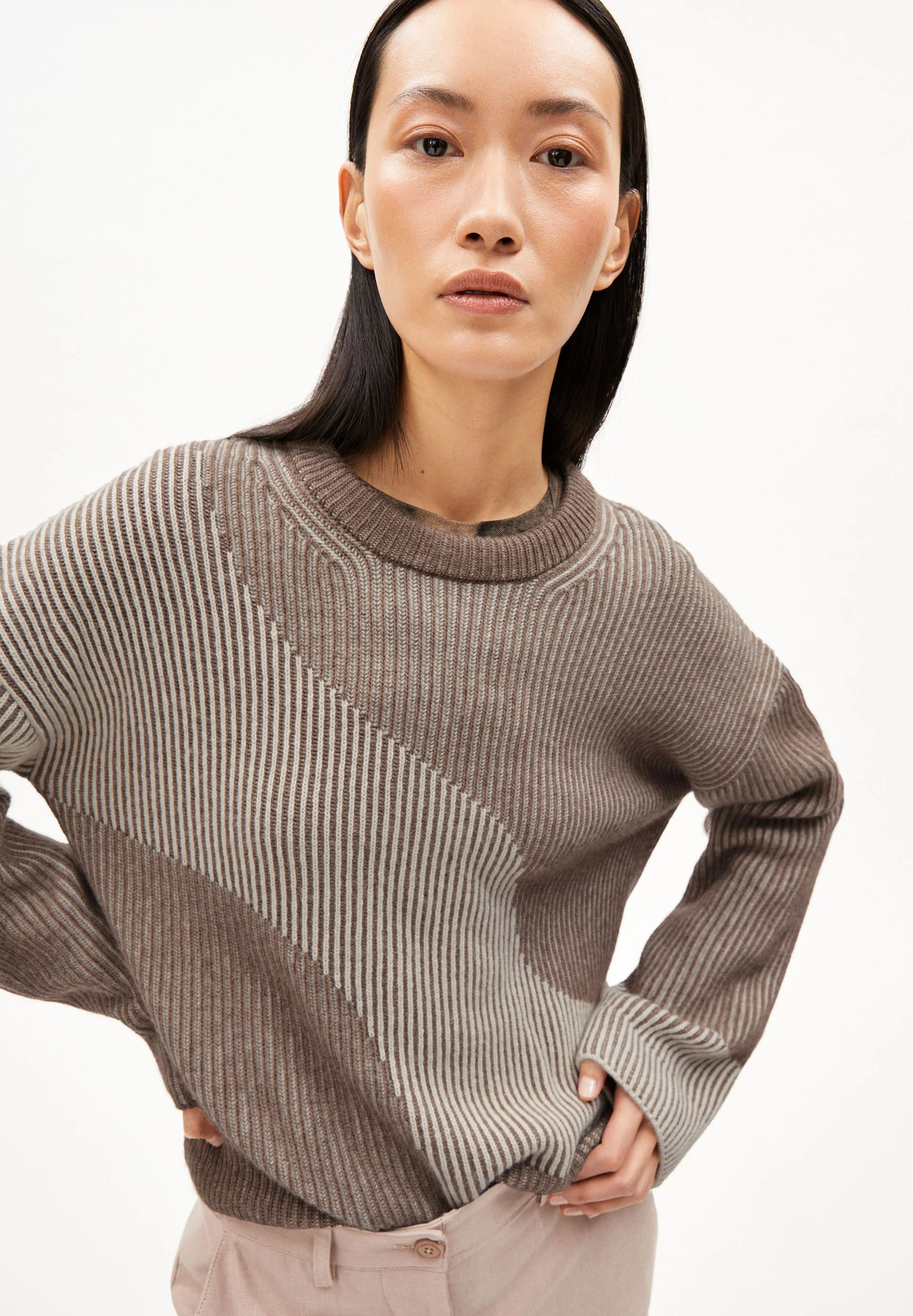MAYRAA VANISE STRICKPULLOVER | cinnamon dust melange-oatmilk - Image 3