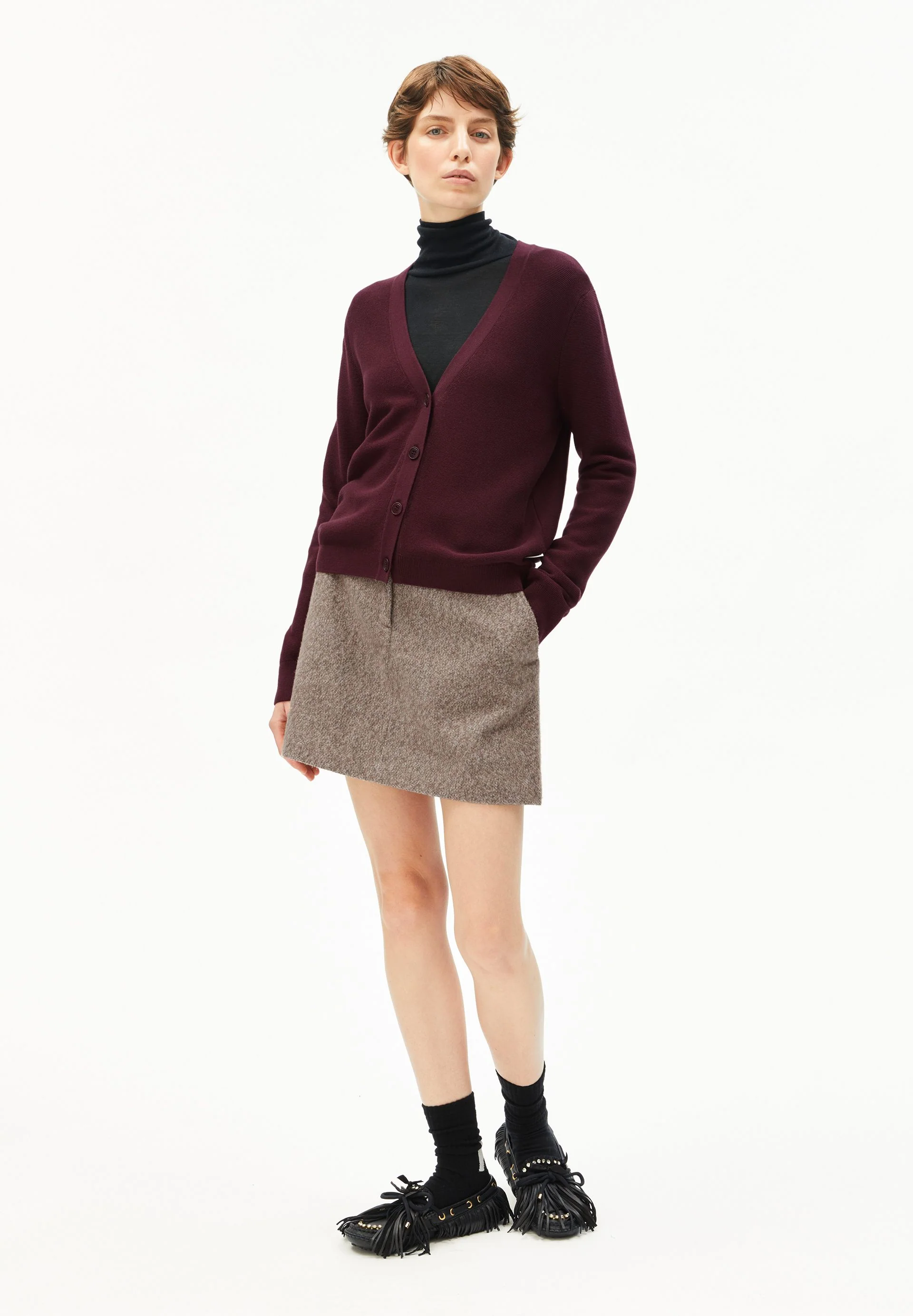 MENAAL LINKS LINKS STRICKJACKE | dark cranberry - Image 5