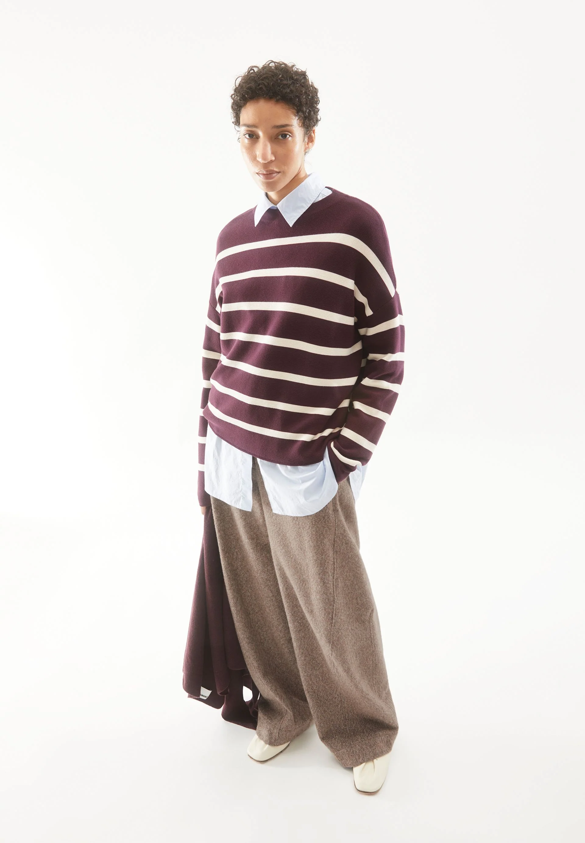 MERINAA STRIPES STRICKPULLOVER | dark cranberry-oatmilk - Image 4